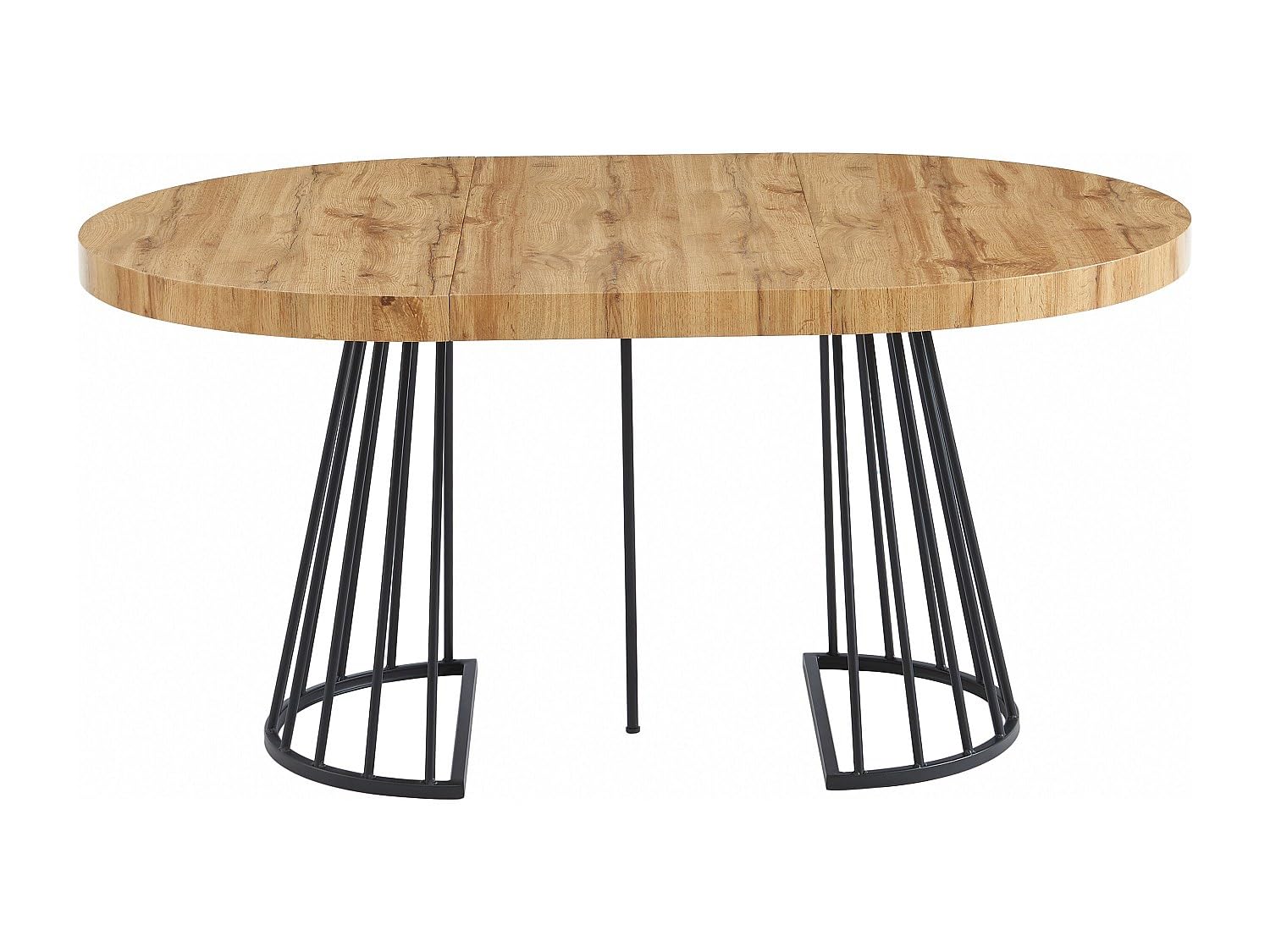 Vente-unique-Tavolo da pranzo allungabile da 2 a 12 coperti in MDF e Acciaio le e Nero - FIRELA