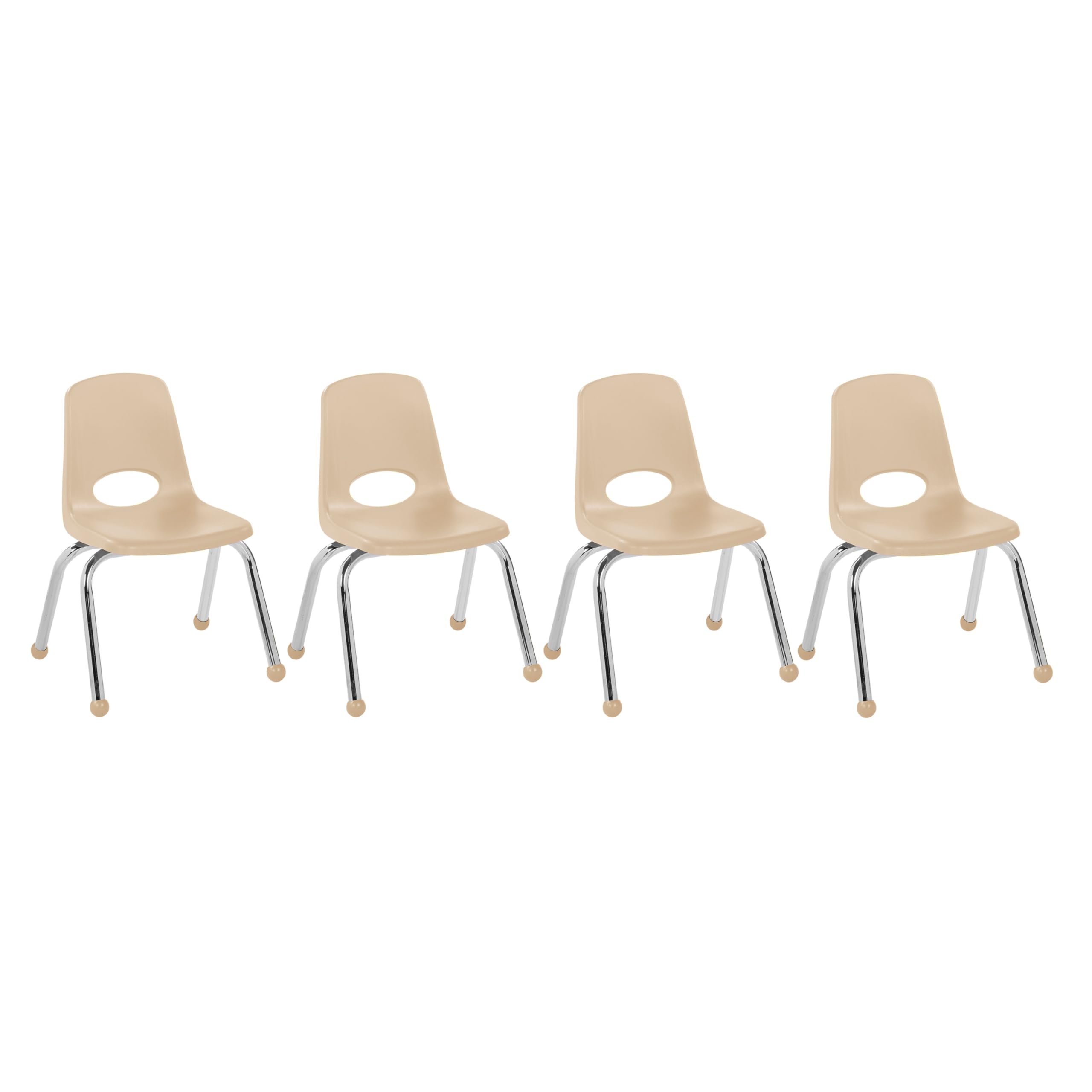 FDP 12" School Stack Chair with Ball Glides, Sand, 4-Pack, 10378-SD
