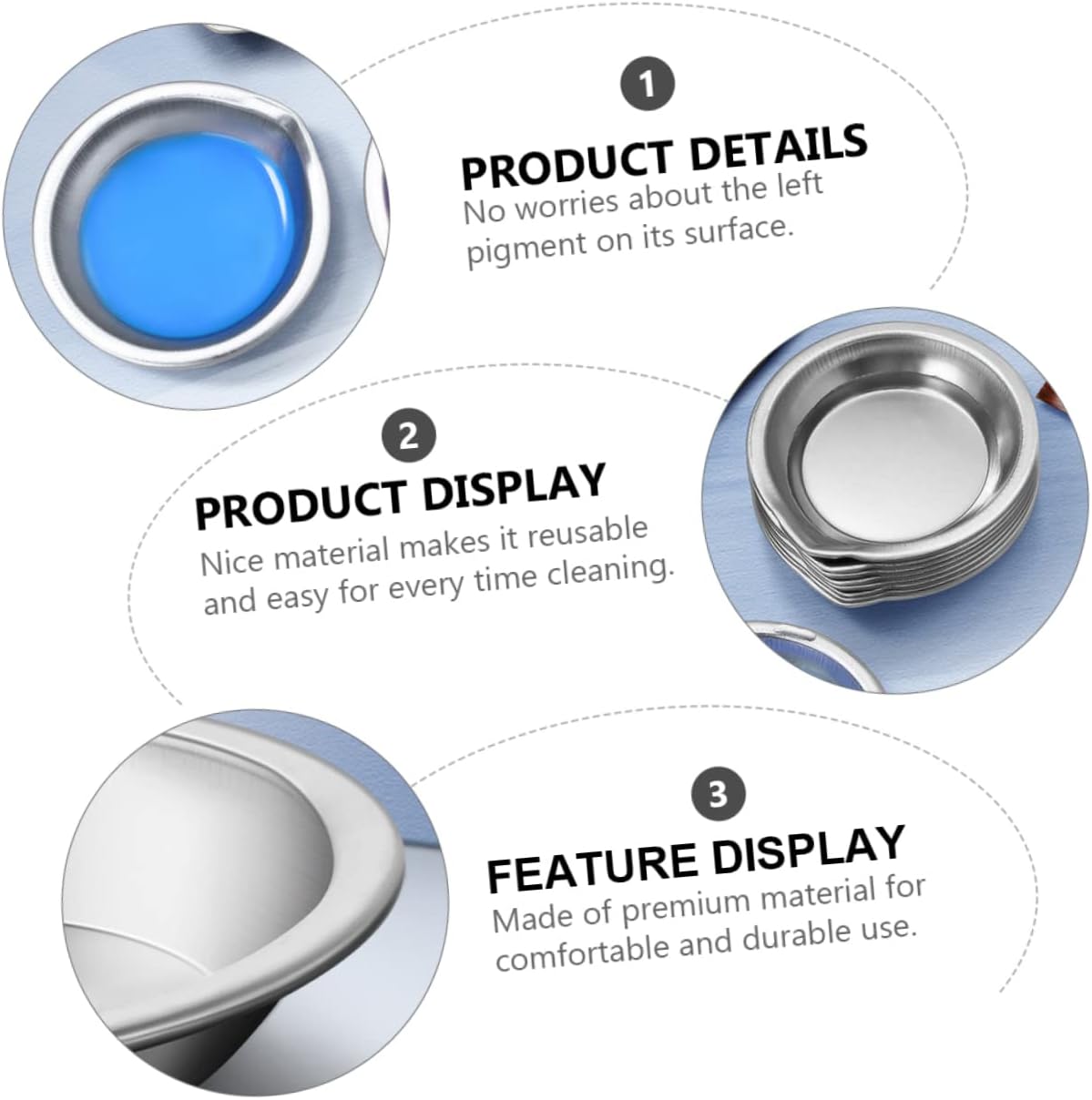 24pcs Stainless Steel Paint Plate Lightweight and Practical Color Mixing Trays for Artists Students and Crafts School