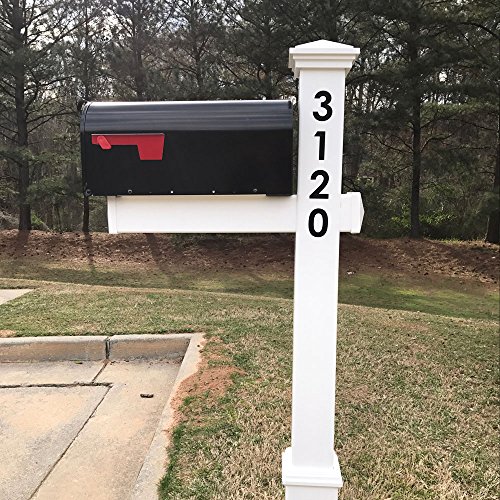 4Ever Products The Homestead Vinyl/Pvc Mailbox Post (Includes Mailbox) - Parent (Black Numbers On Post) #TOP1