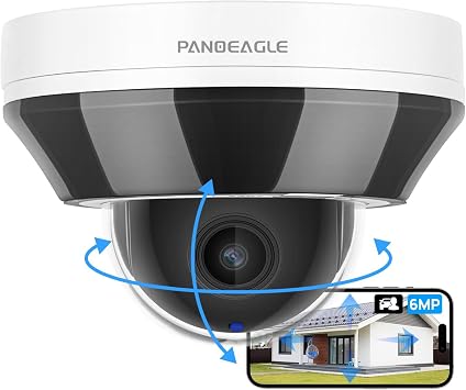 6MP Mini PTZ Dome PoE IP Camera Outdoor with 3x Optical Zoom, 2.8-8mm Electric Varifocal Lens Built-in Mic, People/Vehicle Detection, PTZ IP Camera, Uniview/Blue Iris Compatible with NDAA Compliant