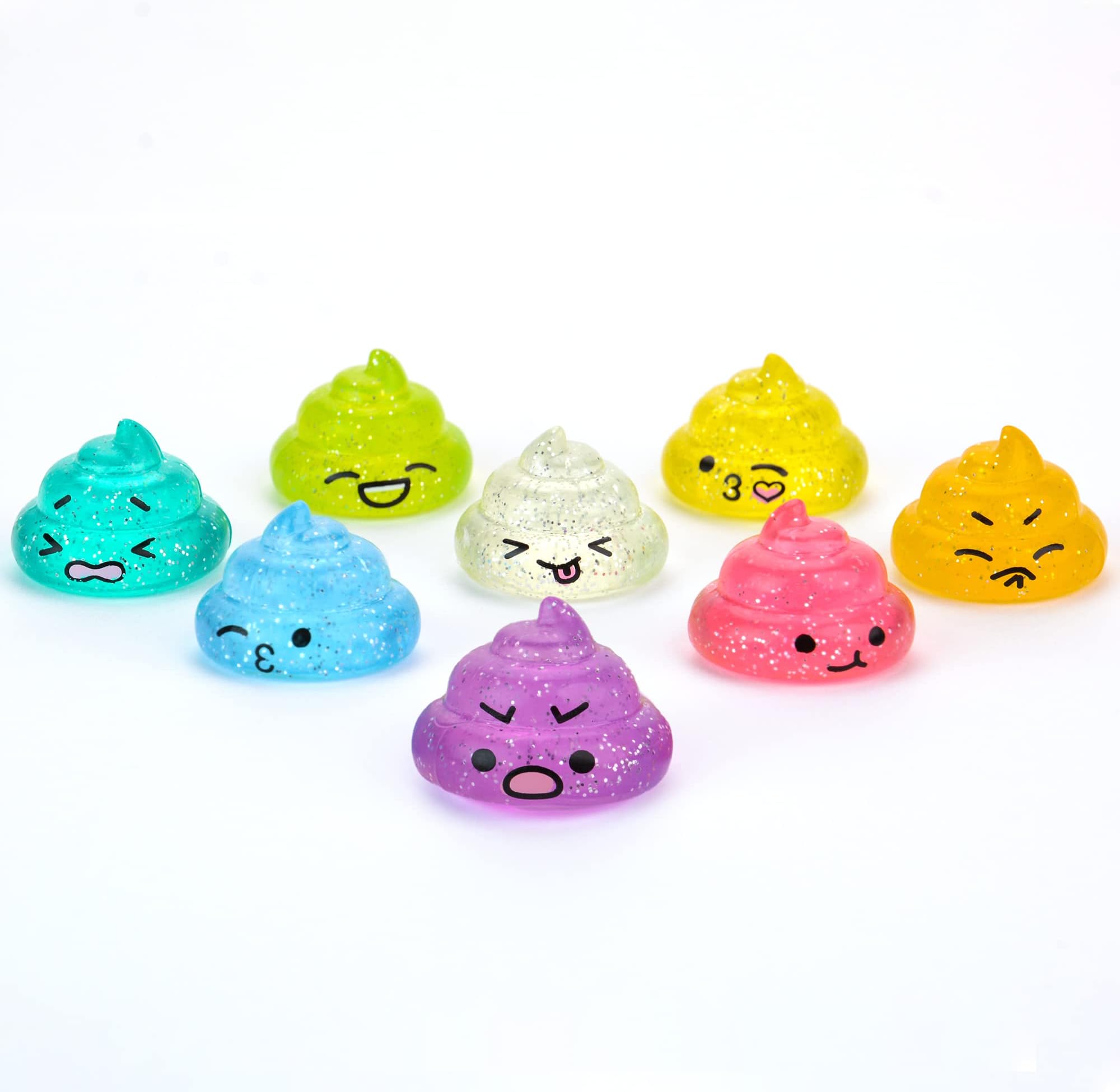 Entervending Unicorn Poop Toys - Bulk Unicorn Party Favors - 100 pcs - Glitter Poop Emoji Party Supplies - Shimmering Unicorn Rainbow Poop Emoji Mini Toys - Vending Machine Toys