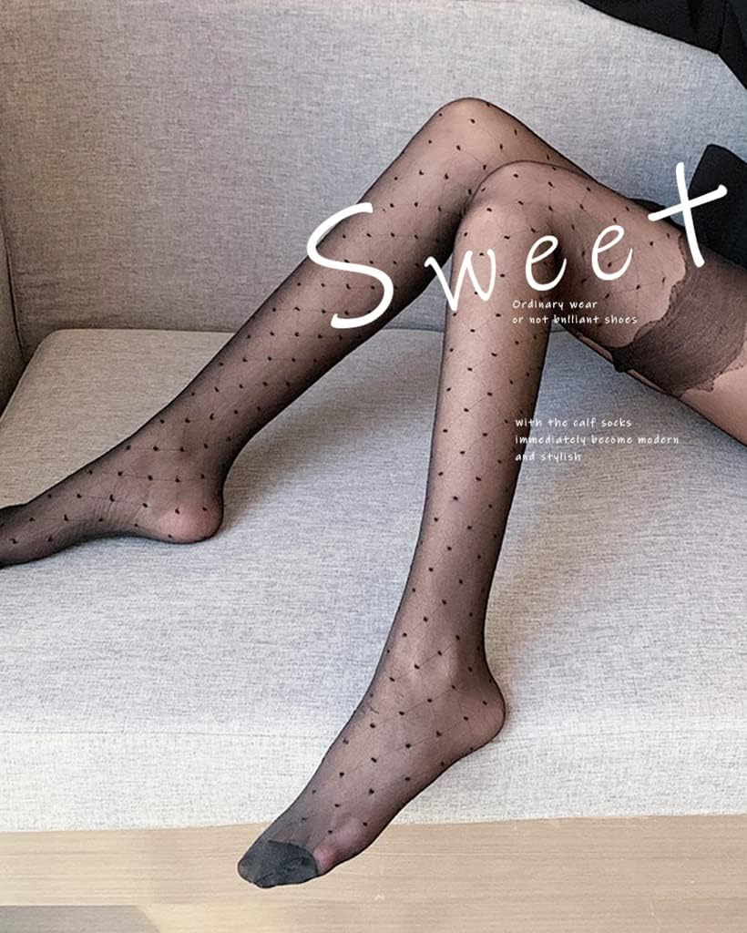 Woman Lace Stockings, Sexy Transparent Polka Dot High Socks, Over The Knee Stockings 3 Pairs