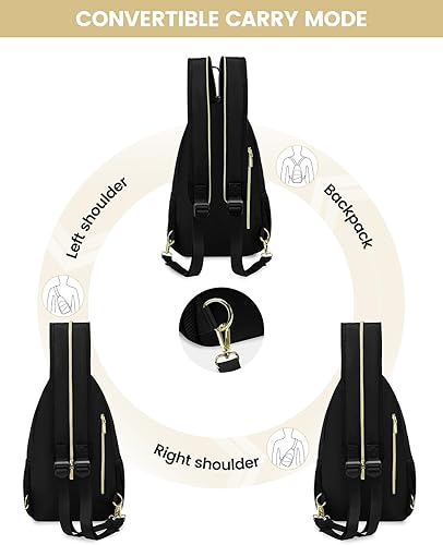 Miniatura 2 de LOVEVOOK Bolso bandolera para mujer, mochila cruzada convertible, mochila de senderismo, bolsa de pañales pequeña resistente al agua, Negro -,