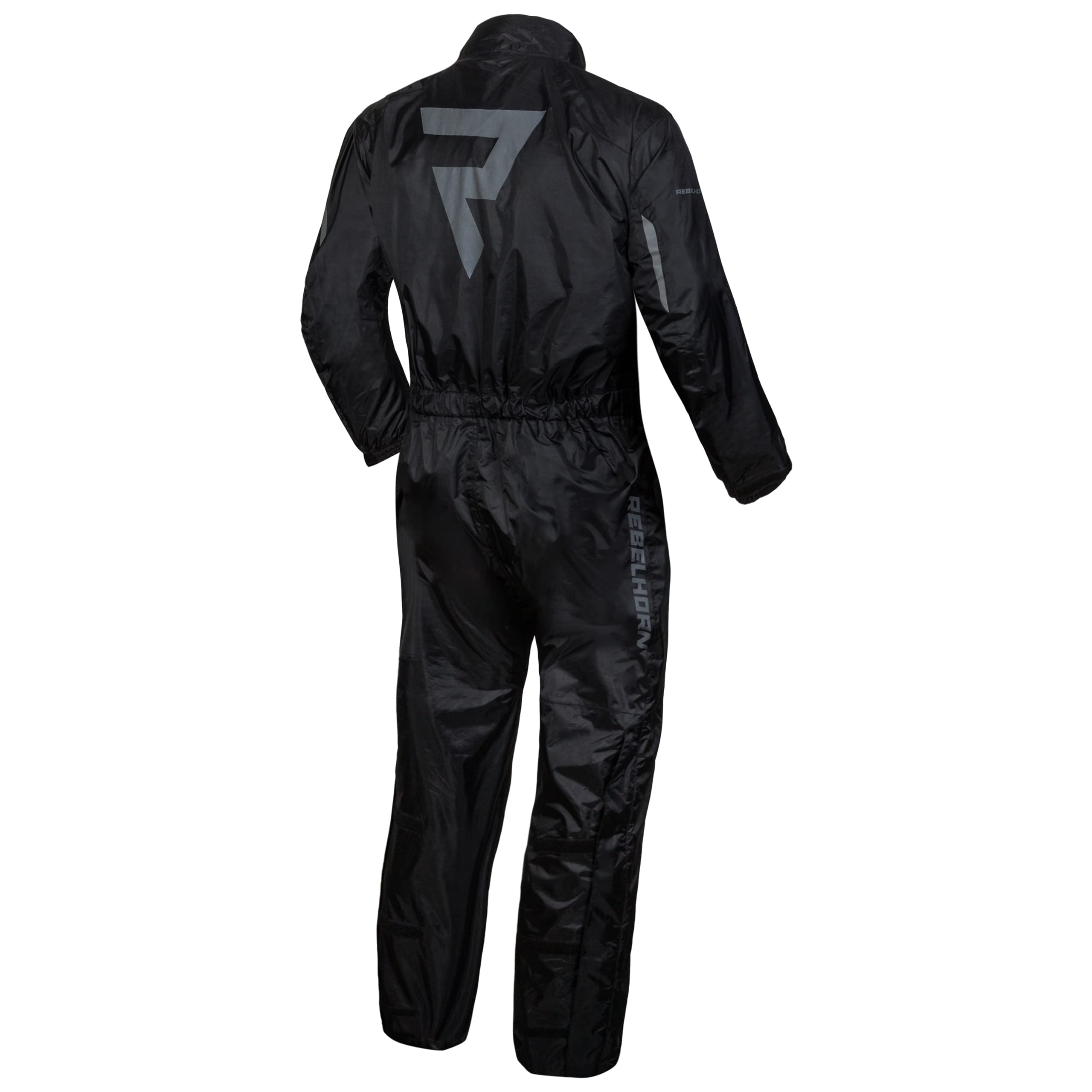 REBELHORN Combinaison de pluie de voyage pour moto une seule pièce Fermeture éclair imperméable durable Velcro et coutures laminées Éléments réfléchissants