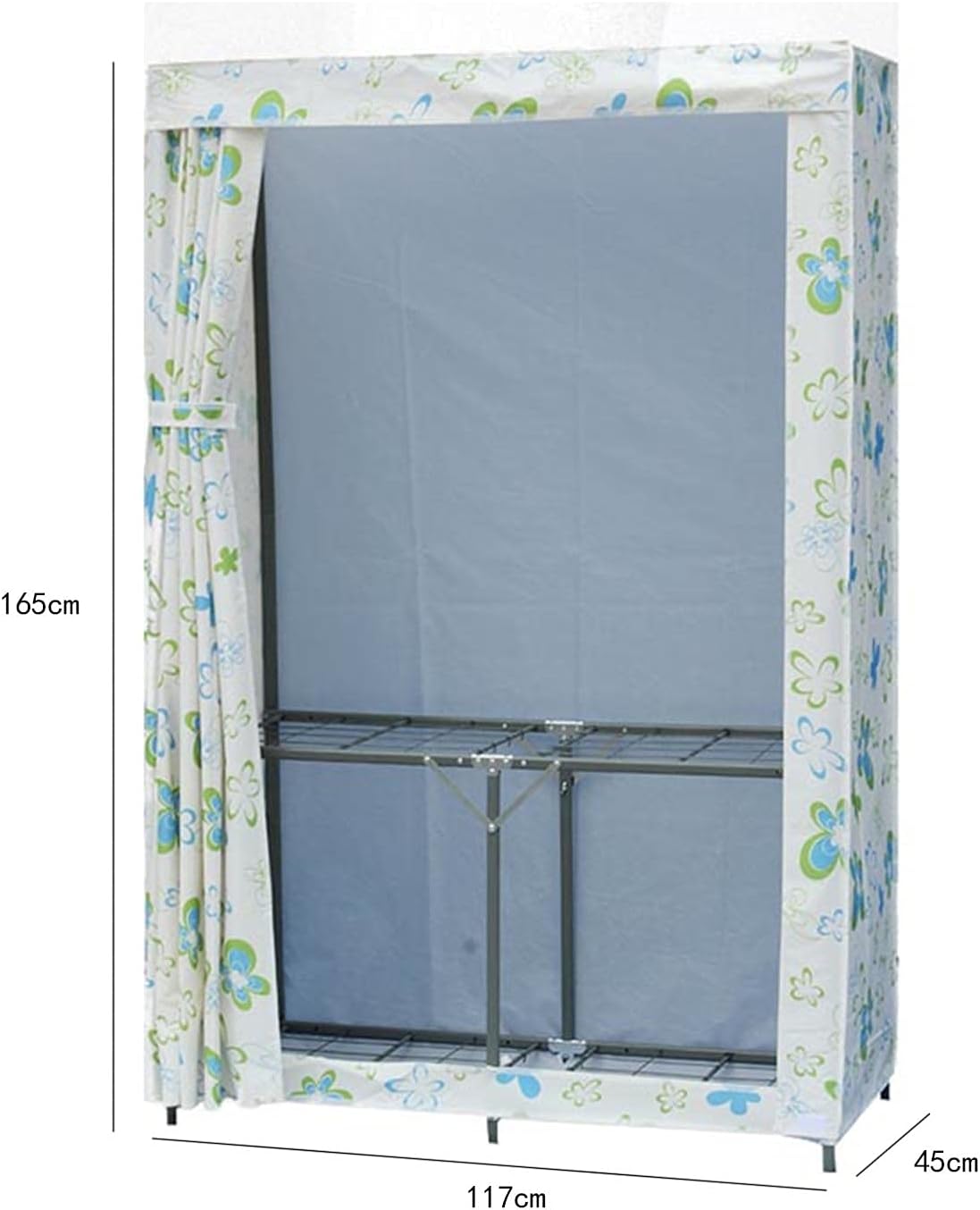 Individual Bedroom Closet, Simple Assembly Wardrobe Rail Metal Bracket Corner Wardrobe Washable Fabric Wardrobe Stable and Strong(Size:165 * 117CM,Color:B) (B 165 * 117CM)