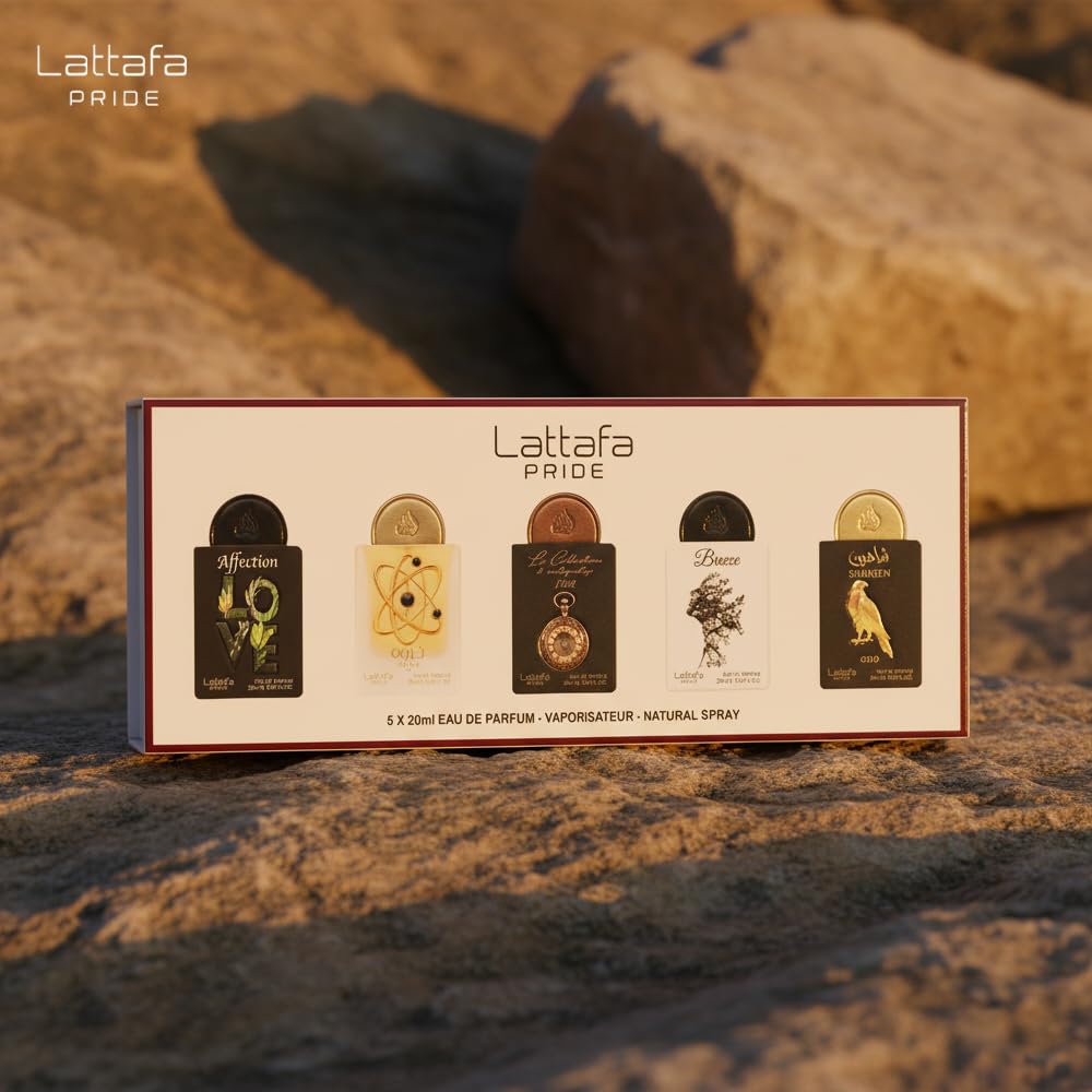 Lattafa Pride Coffret cadeau Eau de parfum N°1 (5 x 20 ml) | Coffret cadeau de luxe pour homme et femme | Parfums arabes durables | Mini vaporisateurs de voyage