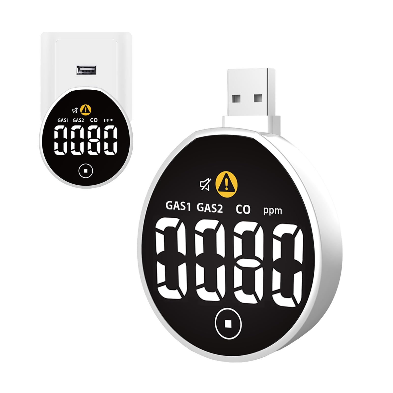 LSENLTY Mini-USB-Schnittstelle integrierter Kohlenmonoxid-Brenngasdetektor, Einstellbarer USB-Schnittstellen-Luftdetektor, geeignet für Autos