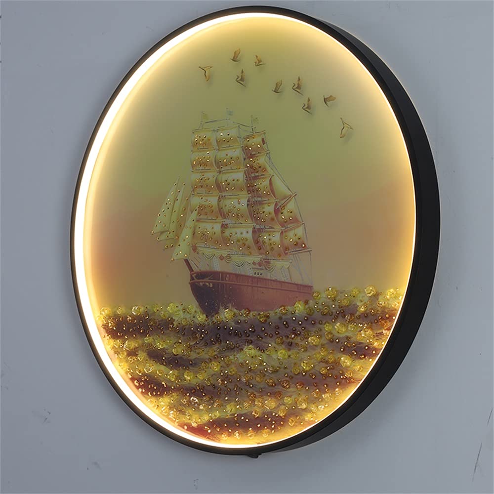 Lámpara de pared LED, lámpara de pared, luz LED para figura de barco (A negro, diámetro 31,4 pulgadas)