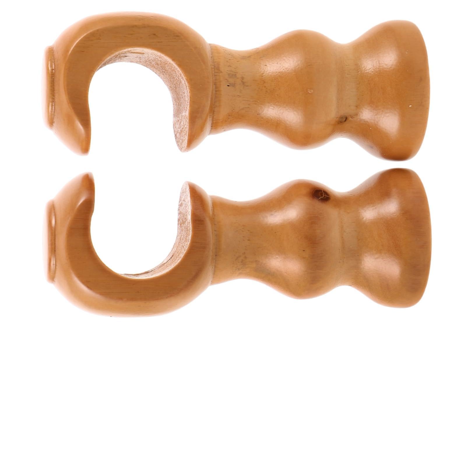 TOPPERFUN 2 PCS Curtain Rod Brackets, Wooden Curtain Pole Holders, Wall Mounted Drapery Rod Support Bracket, Retro Roman Style Wood Hanger for Window Hardware, Bedroom and Living Room, Coffee