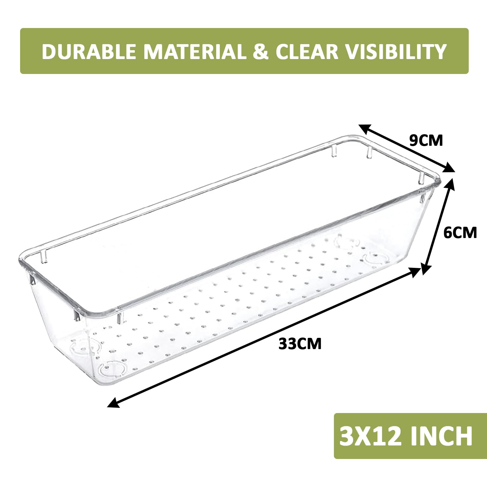 Kuber Industries 6 organizerów do przechowywania (8 x 40 cm) do kuchni i makijażu, taca do szuflad, wielofunkcyjny organizer na biurko, organizer na artykuły pa,