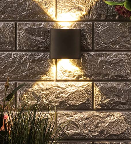 Image of SAH Led Metal Outdoor Wall Light, Black, Waterproof, Warm White for Entryway, Gardens, Pathways, Vanity, Pool Side, Outdoor Stairs and Walls (Modern, 2) (2 Way, Pack of 1)