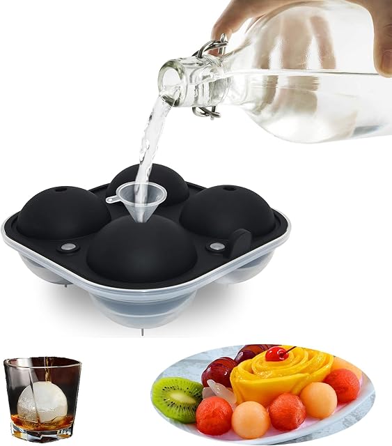 Silicone Ice Ball Maker Moulds , 6.6cm(3inch) Sphere Ice Cube Trays - Great for Kids with Candy Pudding Jelly Milk Juice Chocolate Moulds or Cocktails Whiskey Particles