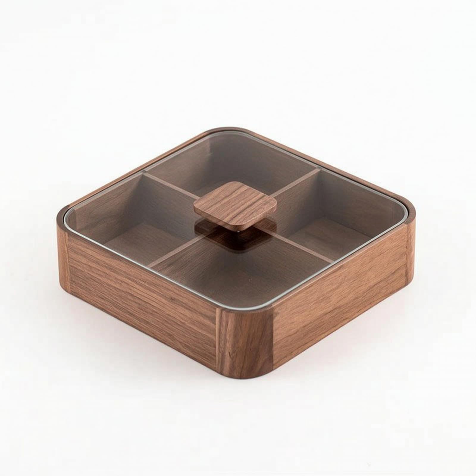 Snackschale mit Glasdeckel flach box mit Unterteilung tragbar Snackschale Fächern für Wohnzimmer, style to 2