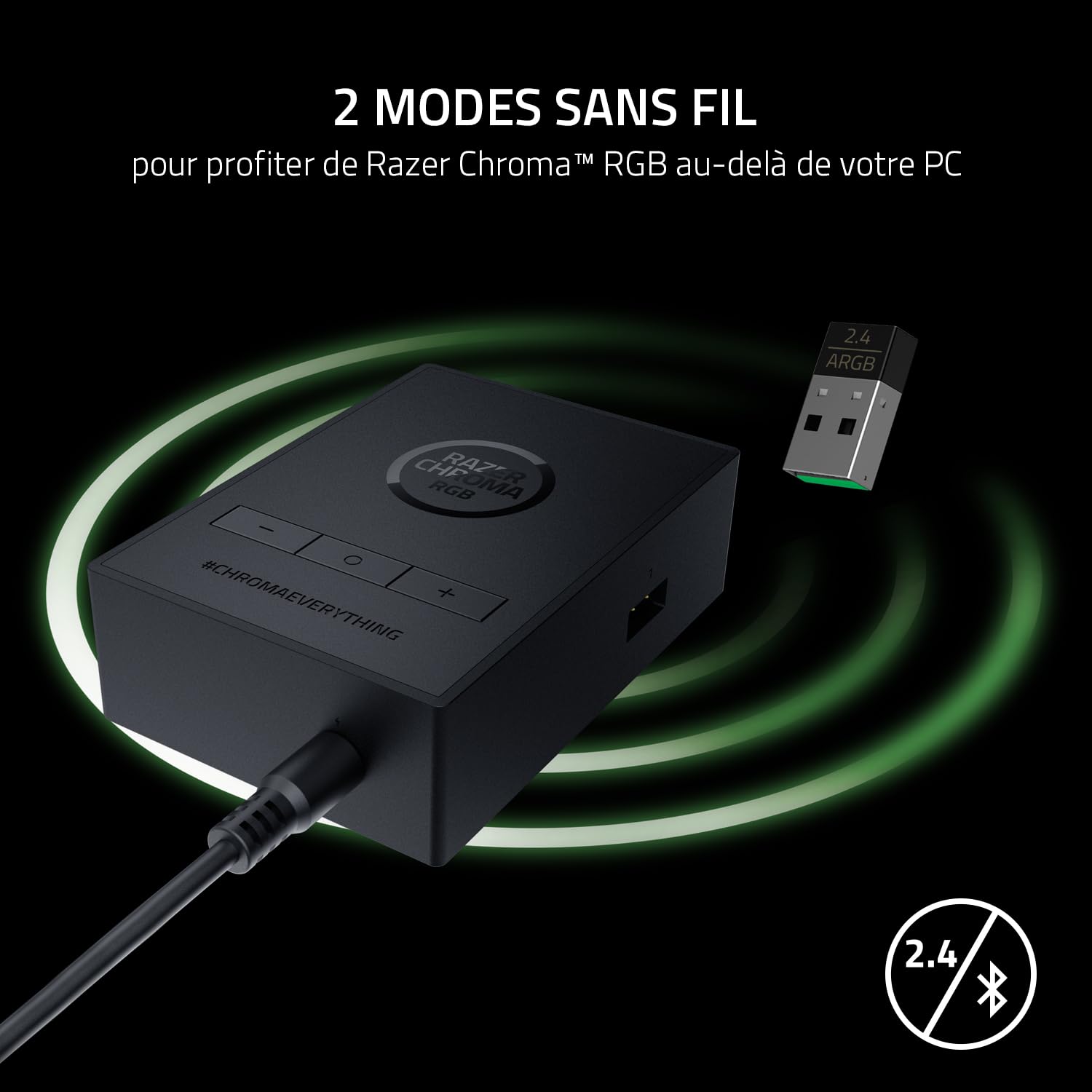 Razer Bandes Lumineuses - Avec Chroma RGB (3 Rubans, 1x100 cm, 2x50 cm; 120 LED Individuelles, Razer HyperSpeed Wireless et Bluetooth, Contrôleur ARGB Sans-fil)