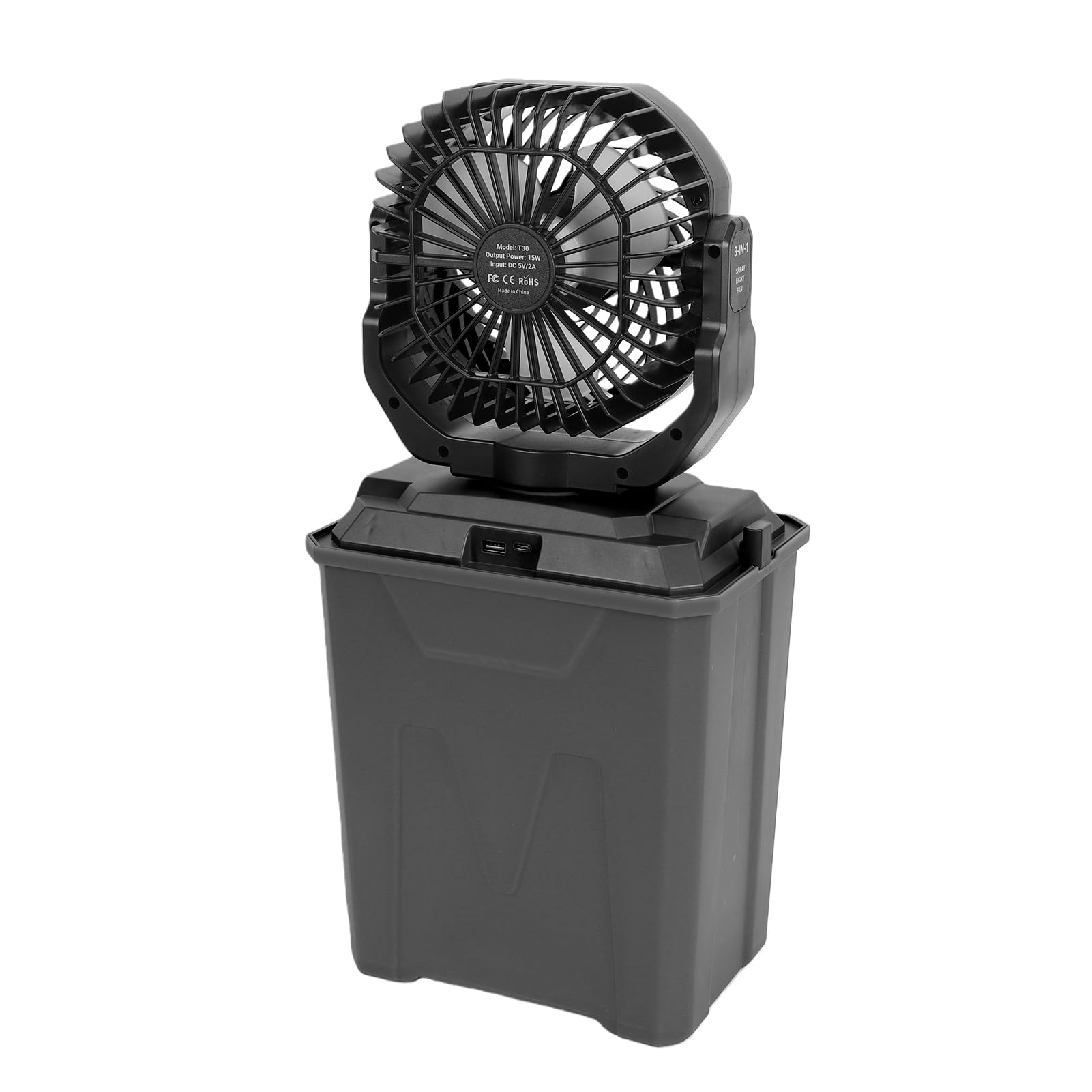 Sxhlseller Ventilatore da Campeggio Portatile con Nebulizzazione da 20000 MAh |Ventilatore Esterno Oscillante con Serbatoio 'acqua da 7 Litri con Telecomando, 5 velocità e Luce (BLACK)