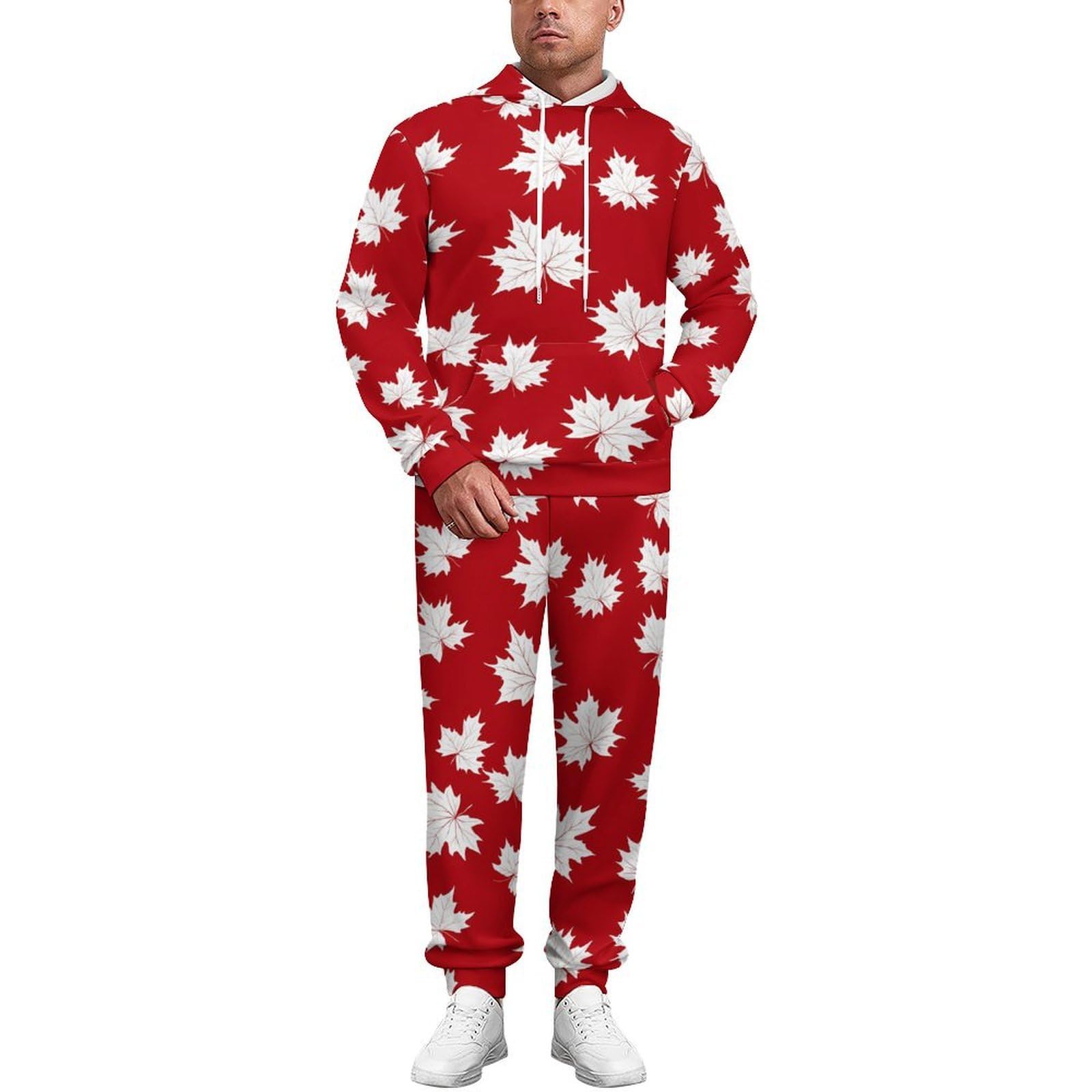 Canada acero Canada Flag Tute per gli Uomini Manica Lunga Felpa Con Cappuccio E Pantaloni Della Tuta Joggers Set Moda Tute