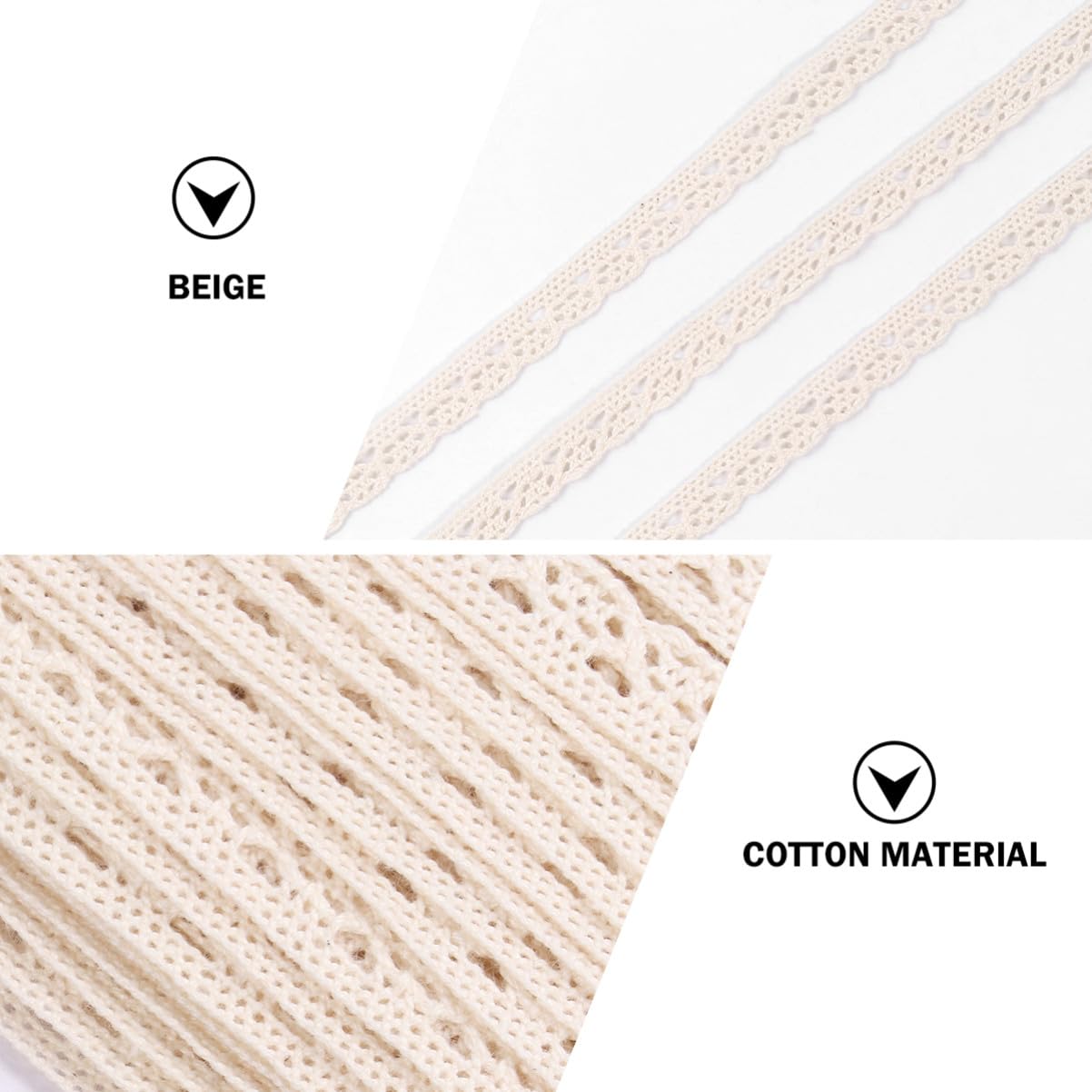 ARTIBETTER 2 Cinta de Encaje de Algodón de Yards Ribete Decorativo para Manualidades Cortinas y Ropa Material para Diy y Decoración