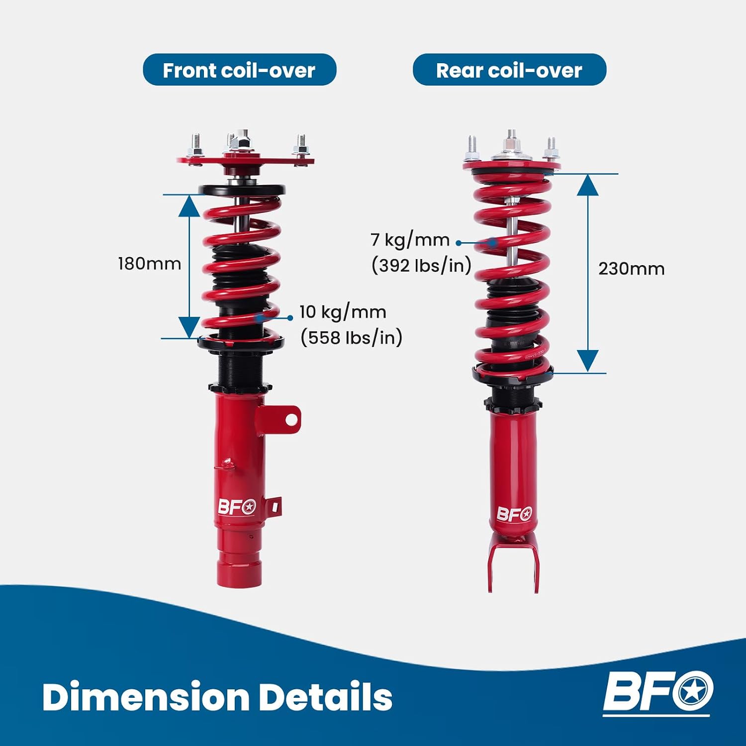 BFO Coilovers for Honda Accord CT1/CT2/CR1/CR2 2013-2017, for Acura TLX 2015-2020, Height Adjustable Coilovers Suspension Kit, Preset Damping Shock Absorber Struts, Lowering Kit Red