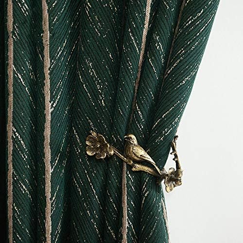 1 Pair American Luxury Retro Green Fish Bone Curtains Room Darkening Green and Gold Curtains for Living Room Bedroom (Green,54"x96")