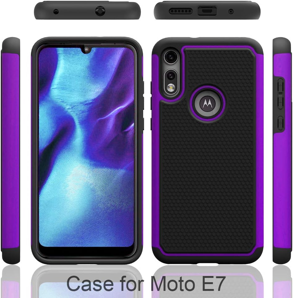Moto E Case,Moto E7 Case,Shock Absorption Ultra-Thin Anti-Slip Armor Silicone Rubber Heavy Duty Hybrid Protective Case Cover for Moto E 2020/Moto E7 (Purple)
