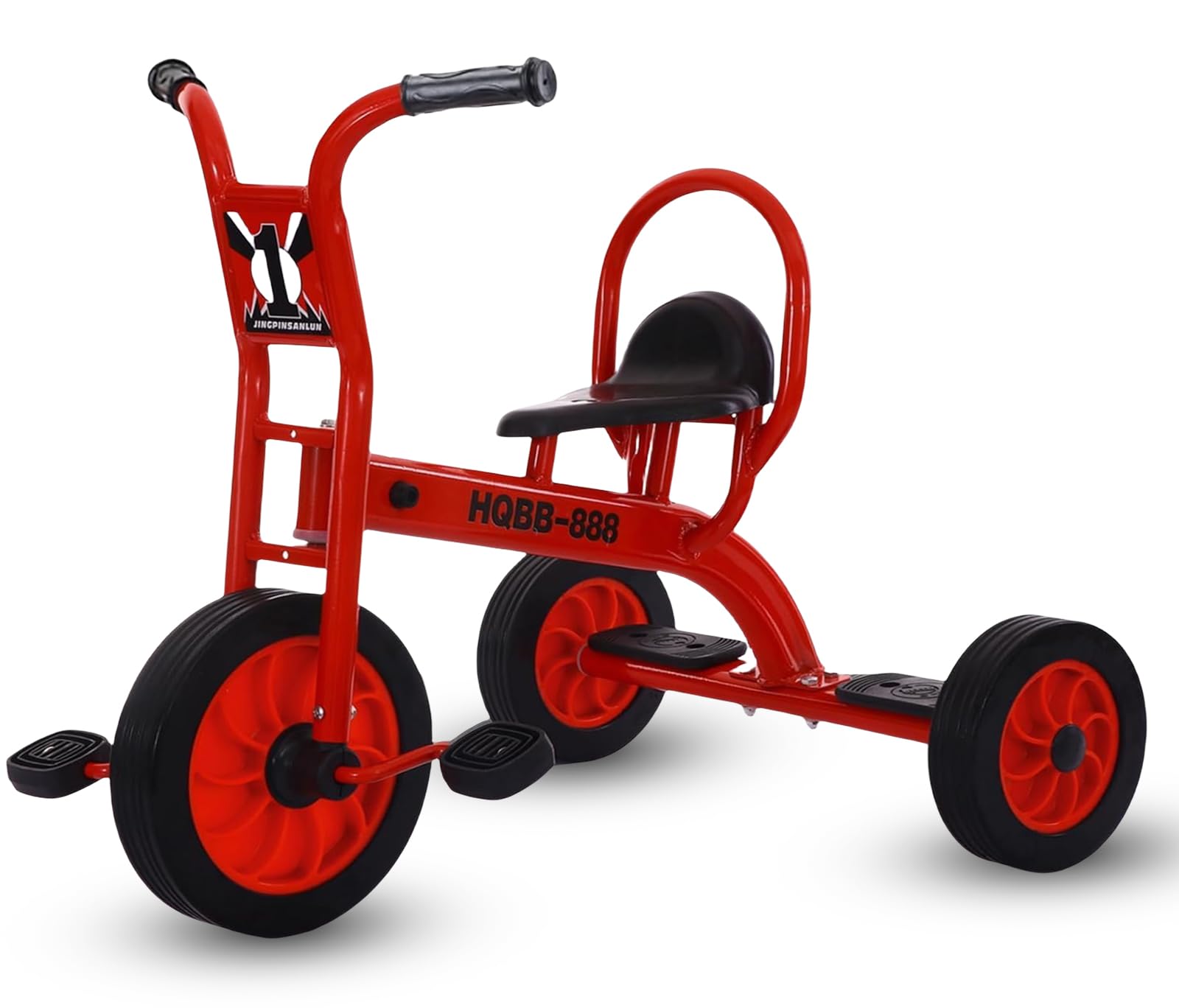 MJKCBD Kids Tricycle for Preschool Playground, Daycare Toddler Tandem Trike, Children Double Seat Bike with Passenger Seat, Outdoor Playground