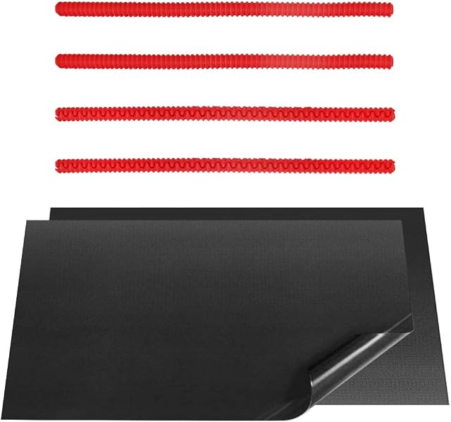 DanziX 4 Pcs Red Oven Shelf Silicone Rack Guard Protector + 2 Pcs Non Stick Oven Liners Mat for Keeping Oven Clean and Protecting Against Burns and Scars