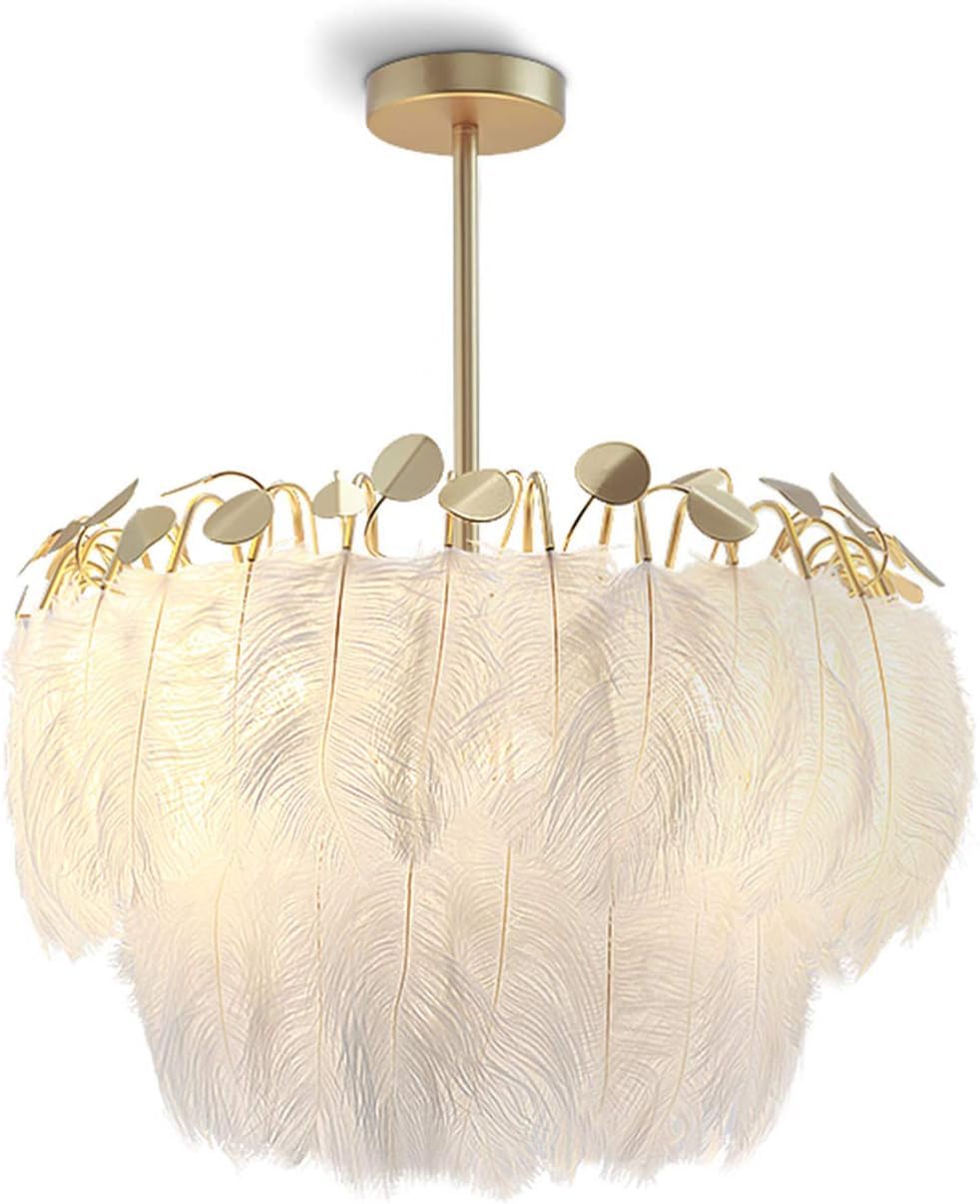 Lustre moderne en plumes blanches fini l'éclairage agressif du salon
