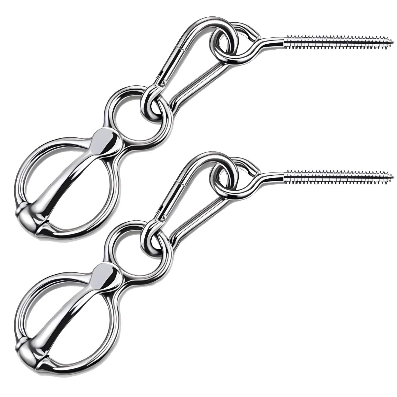 2 Stk. Edelstahl Befestigungsringe, 304, rostfrei, robuste Seilverschlüsse mit Federklappe, 11,4 x 7 cm, Karabinerclip, Schrauböse zum Festzurren für Bauernhof und Paddock