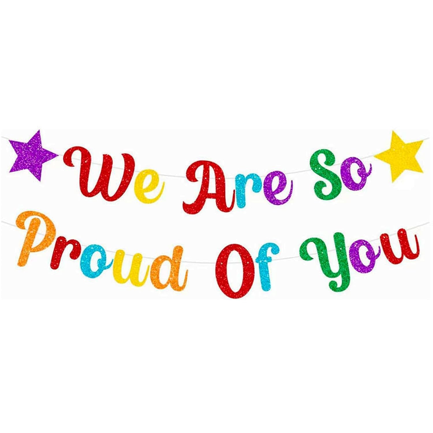 We Are So Proud Of You Colorful Banner,Glittery Graduation Congratulations Decor Congratulations Banner Celebration Bunting for Graduation Retirement Grad Party Decoration Supplies