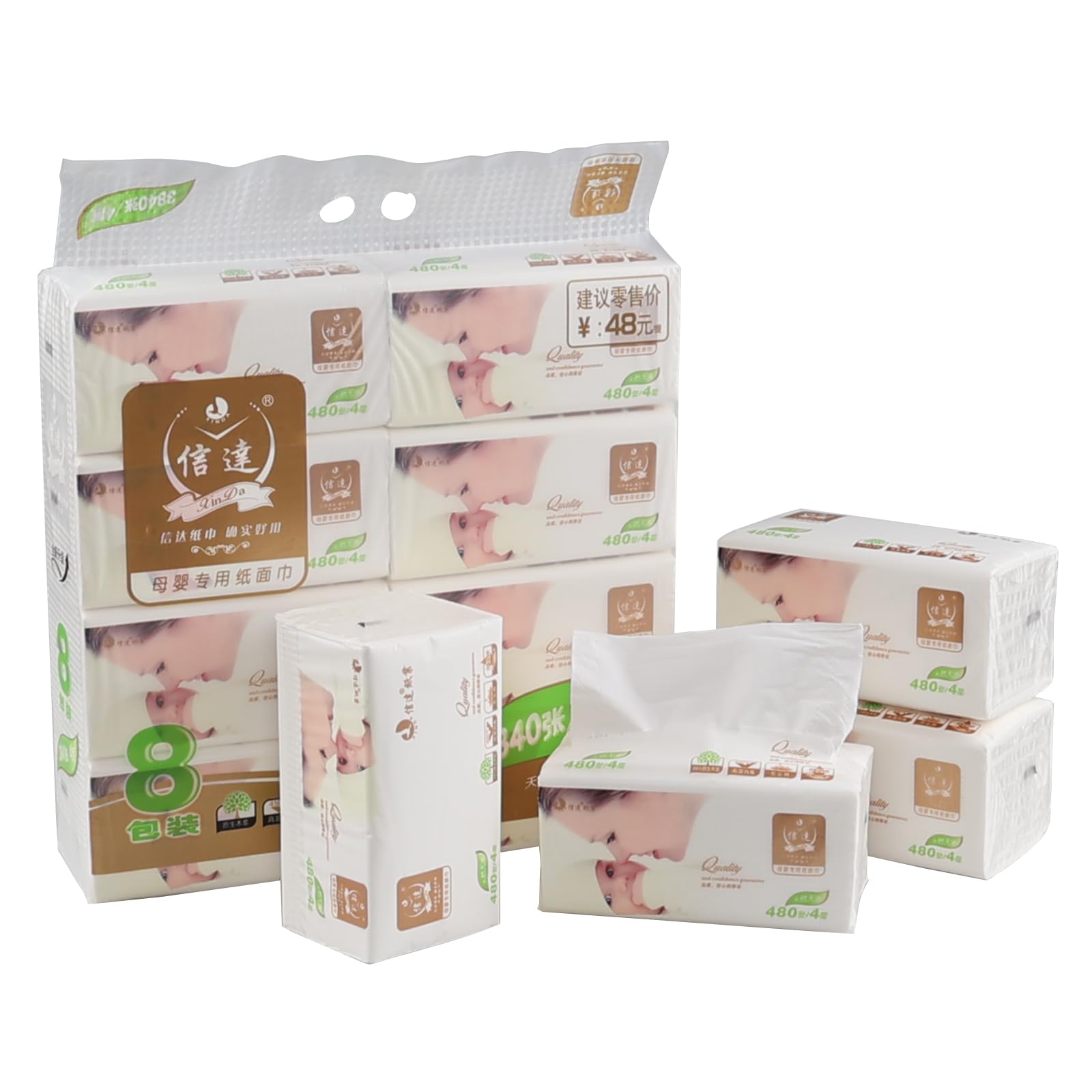 Tyminin4-ply Facial Tissues, Facial Tissue for Cleaning, 16-Pack