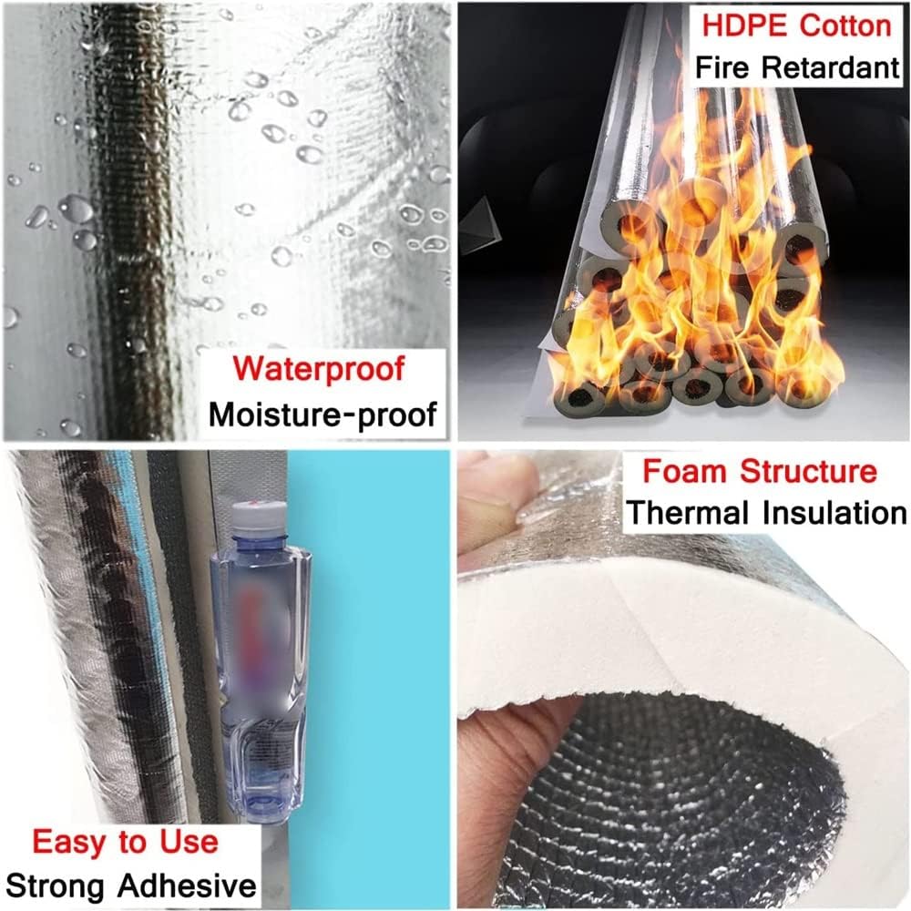 Pipe Insulation Polyethylene Pipe Aluminum Foil Cladding Anti-Freezing Insulation Pipe Fire and Flame Retardant Water Pipe Insulation Wrap(T20mm,ID165mm)