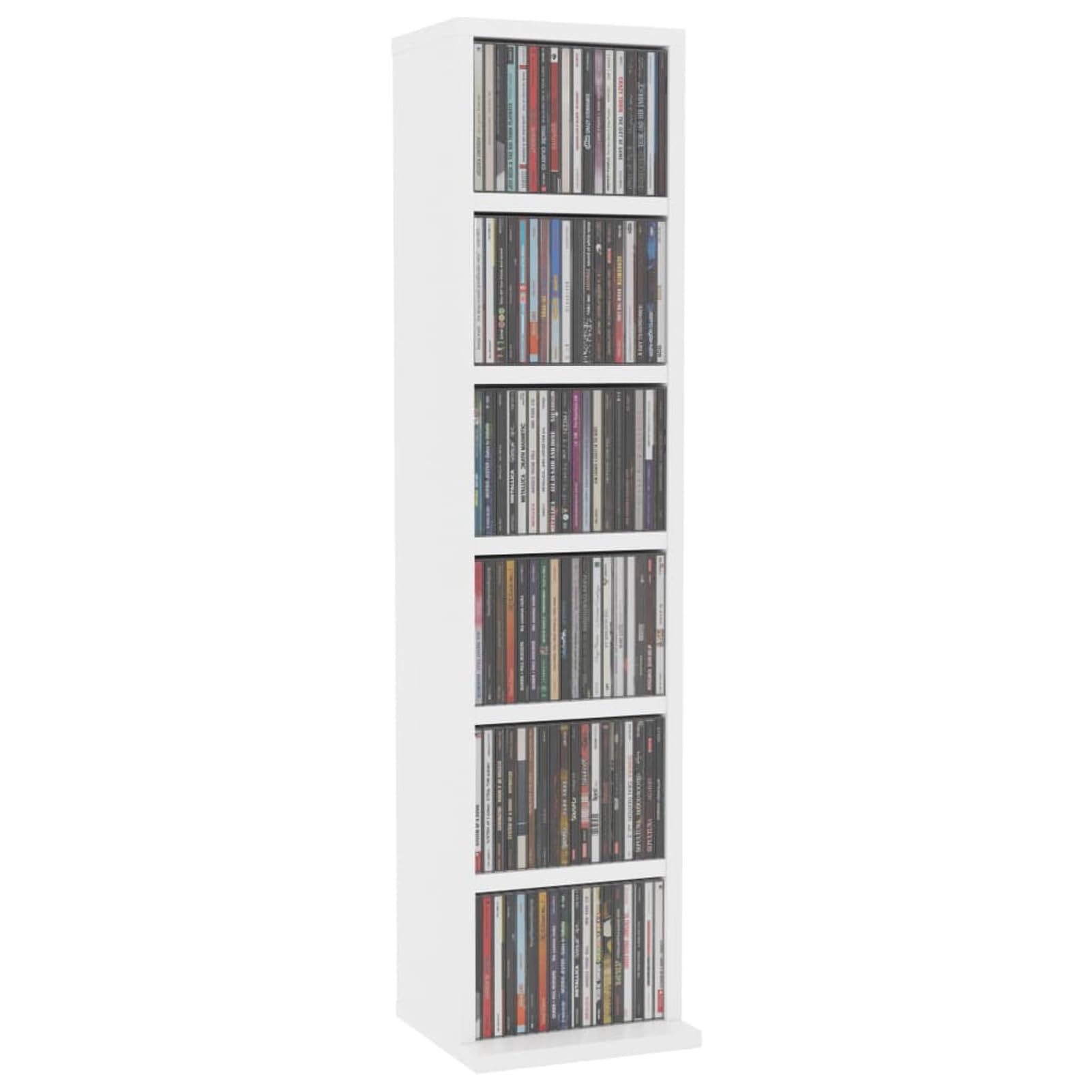 Homgoday CD-Schrank mit 6 offenen Fächern, 21 x 20 x 88 cm, Holz, CD- und DVD-Regal, für Wohnzimmer, Schlafzimmer, Büro