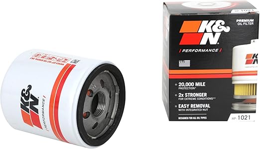 K&N Premium Oil Filter: 20,000 Mile Engine Protection with Wrench Off Nut: Compatible with GMC/Cadillac/Chervolet/Buick (See Product Description for Select Models), HP-1021
