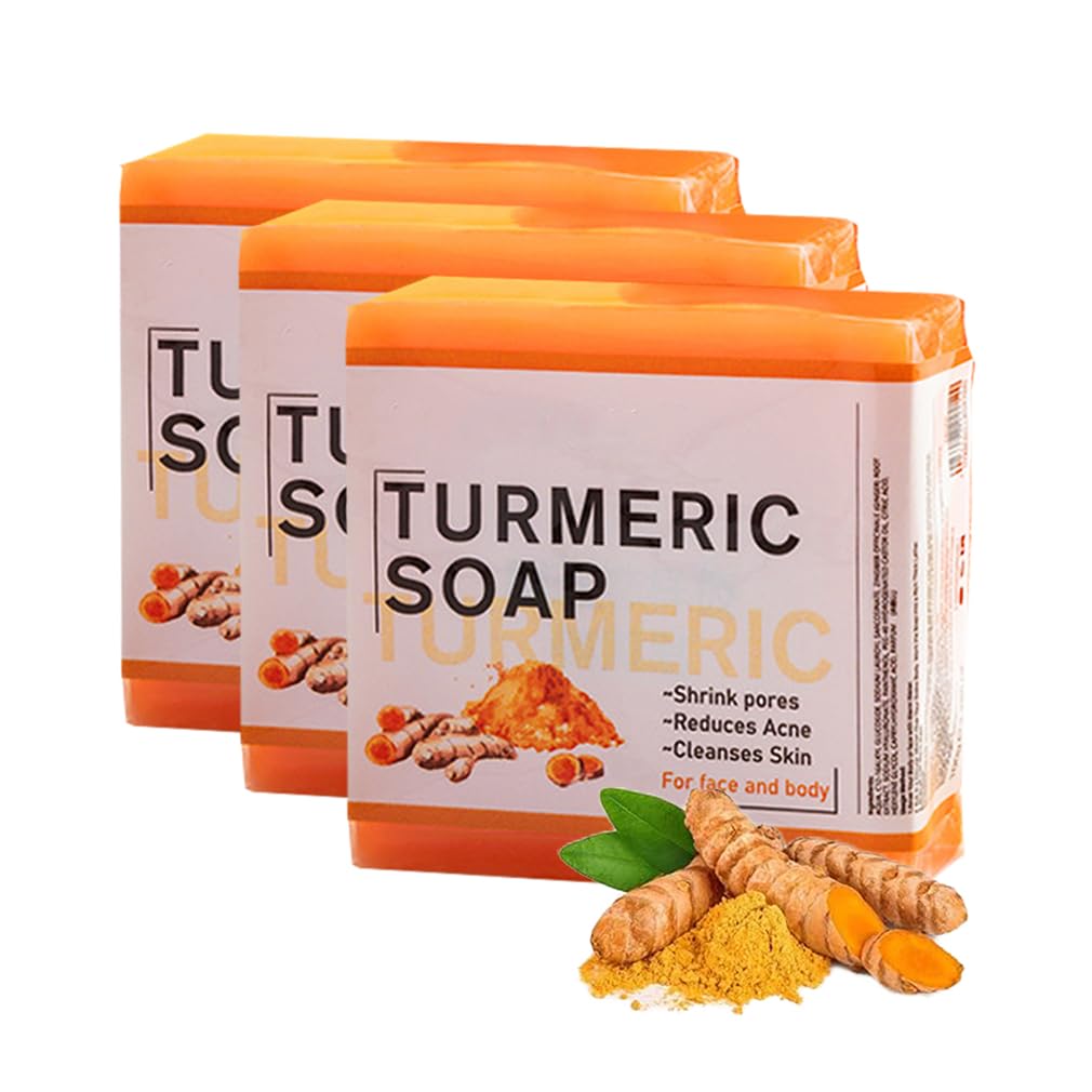 Turmeric Skin Brightening Soap Bar, Turmeric Bath Soap, Cleansing Moisturizing Smooth Tender Clean Skin For Man And Woman, 100g Moisturizing Deep Clean Ginger Soap, For Face & Body (3PCS)