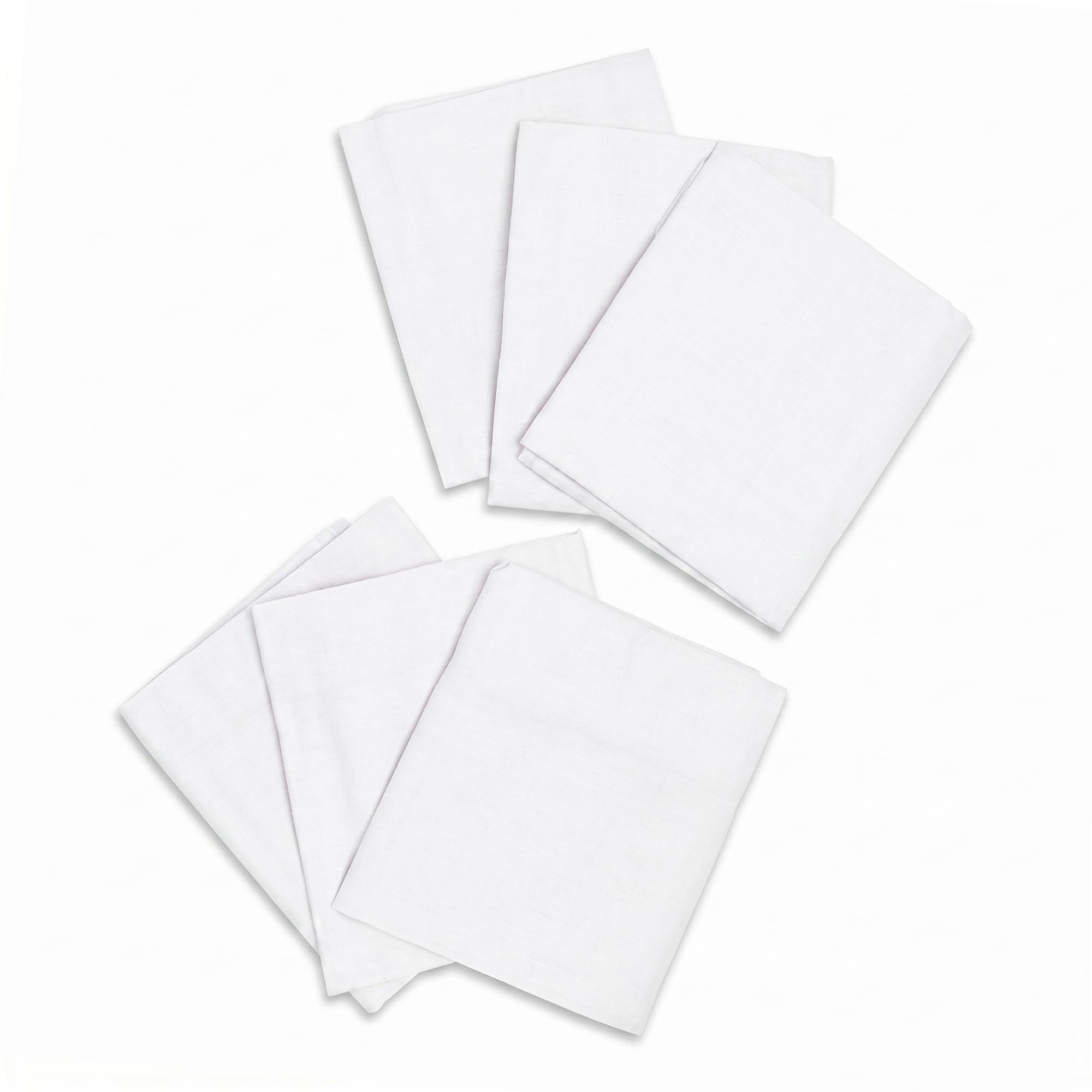 Ti TIN | Lot de 6 Draps Housses pour Lit Enfant/Bébé, 52x132 cm | pour Lit Empilable et Transportable - Drap Housse Respirant et Réglable - École et Garderie - 100% Coton - Couleur Blanc