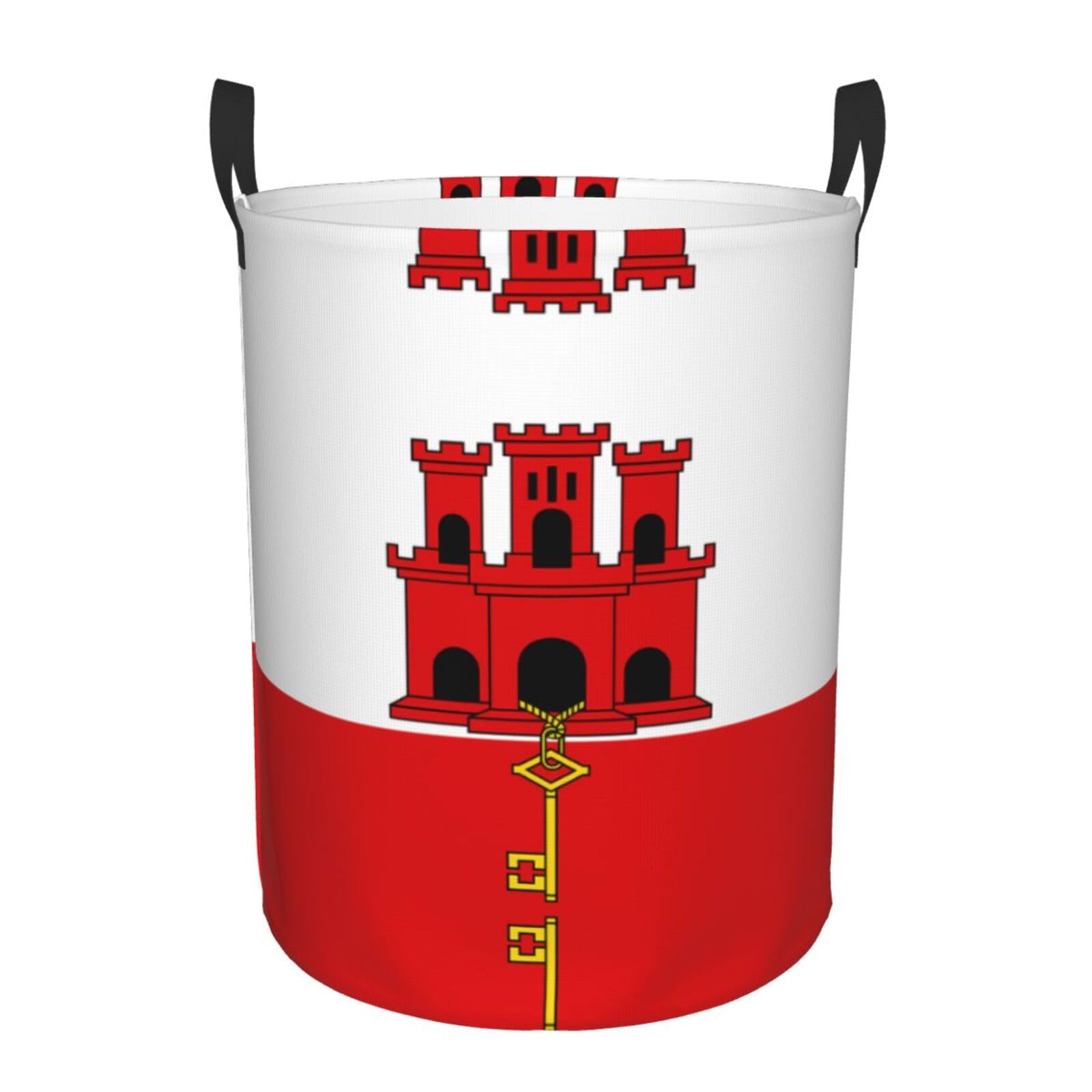 M Collapsible Flag of Gibraltar Print Circular Hamper Round