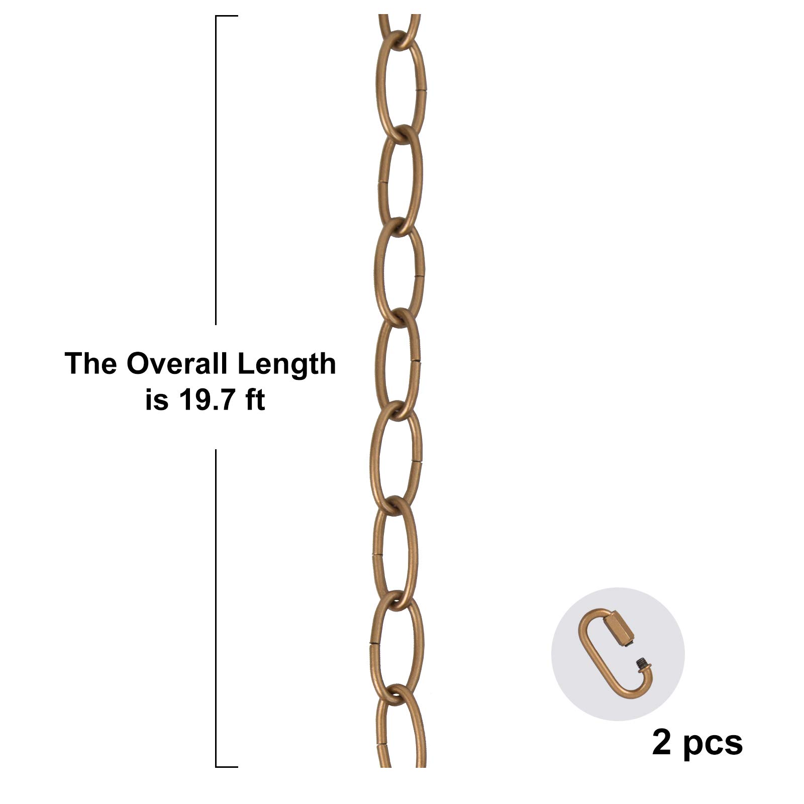 KSANA Antique Gold Lighting Chain, 20 Feet Chandelier Pendant Hanging Light Fixture Chain Extension Heavy Duty with 2 Connection Locks for High Ceiling — Amazon image 2