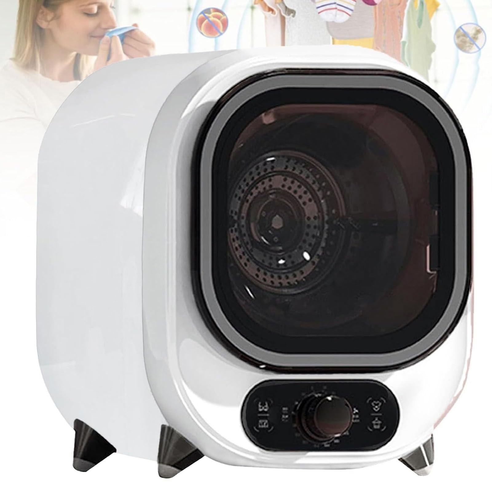 Secadora De Ropa De CondensacióN EléCtrica PortáTil,Con Sonda De Control Temperatura Dual, PequeñA Secadora CondensacióN Con Capacidad Carga 0,8 Kg, Tina Acero Inoxidable, Para Casas(B)