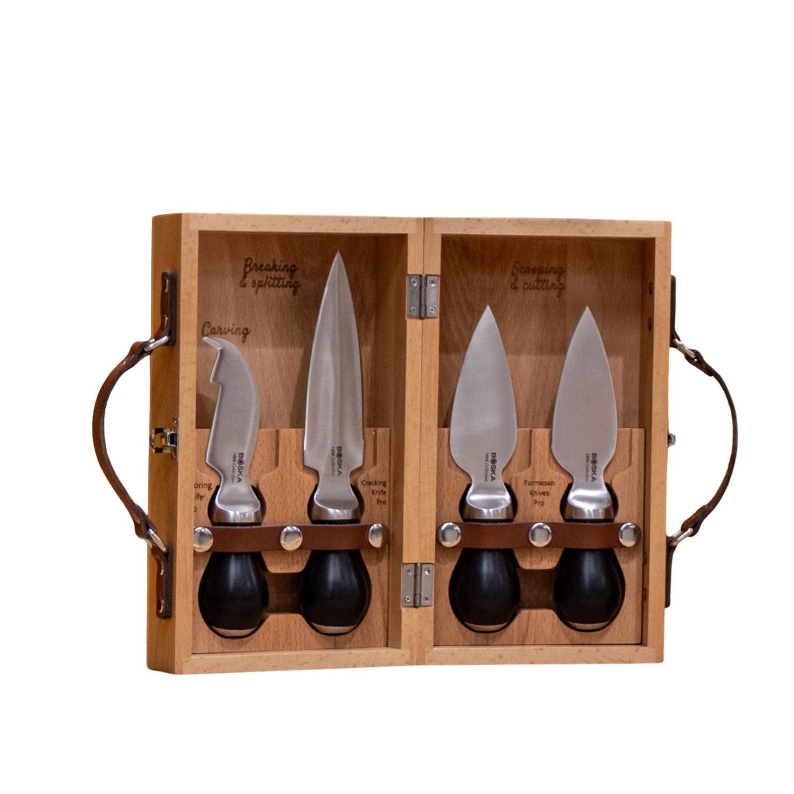 BOSKA Cheesemongers Parm Set Pro/Coltelli da formaggio professionali/Per parmigiano/Acciaio inossidabile di alta qualità/Coltello ergonomico/Taglierino e 2 coltelli da parmigiano