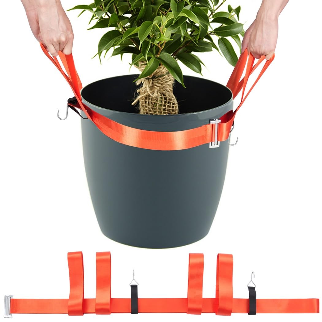 Pflanzgefäß Blumentopf Umzugsgurte - Garten Hebegurt mit Kantenhaken & Anti-Rutsch-Griffen für einfachen Transport von Blumentöpfen, Pflanzgefäßen, Felsen und mehr