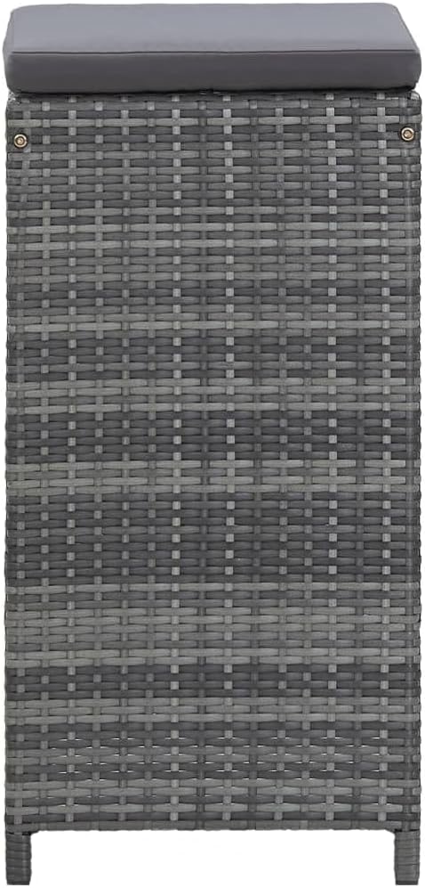 Patio Bar Set, 7 Piece Outdoor PE Rattan Bar Set with 6 Bar Stools & 1 Bar Table, Outdoor Furniture Set for Patio Backyard Porche Garden Poolside, Gray