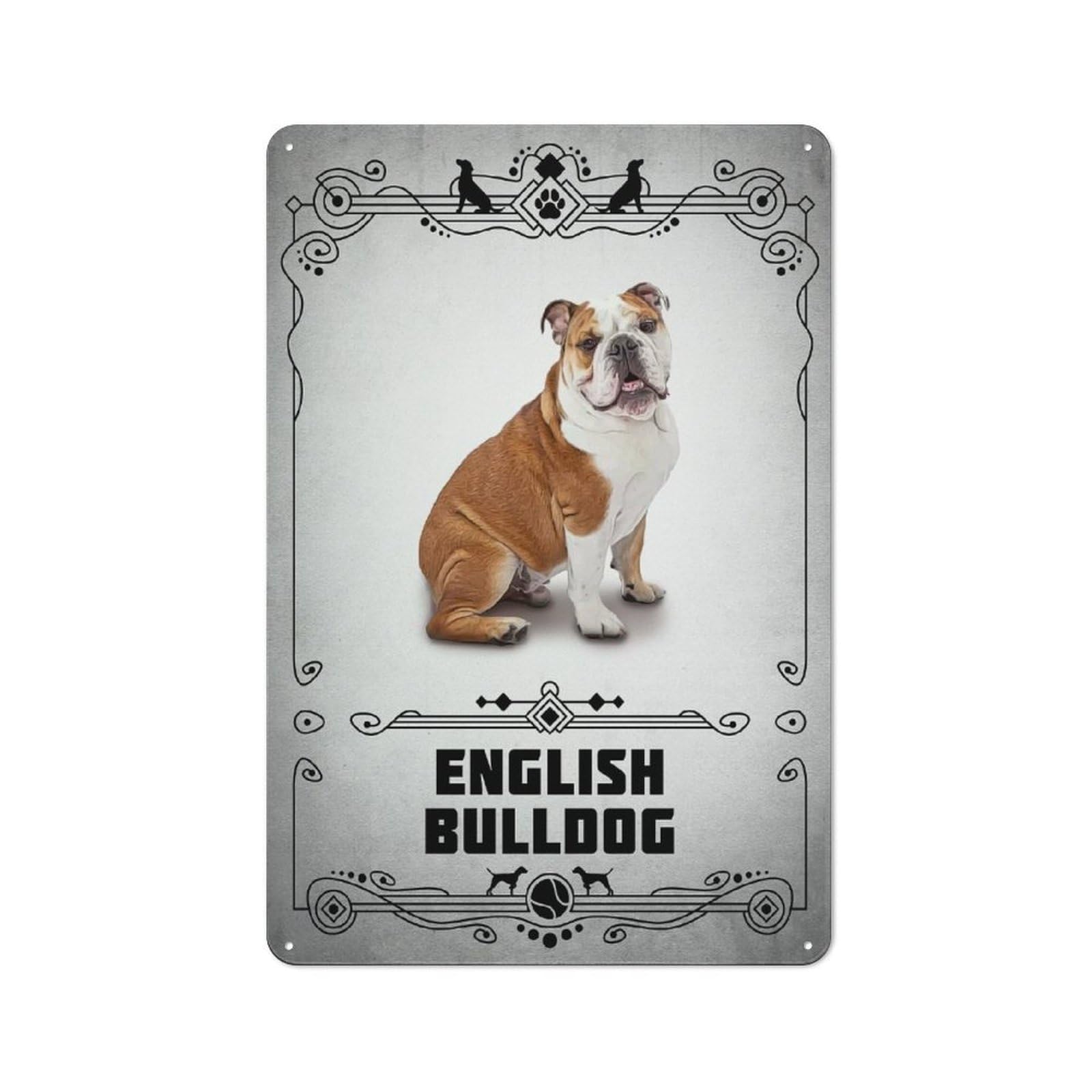 Junmoney Style Vintage English Bulldog Garden Room Metal Sign 30X20cm, Porch Wall Decor For Conservatory, Home Bar Or Utility Room