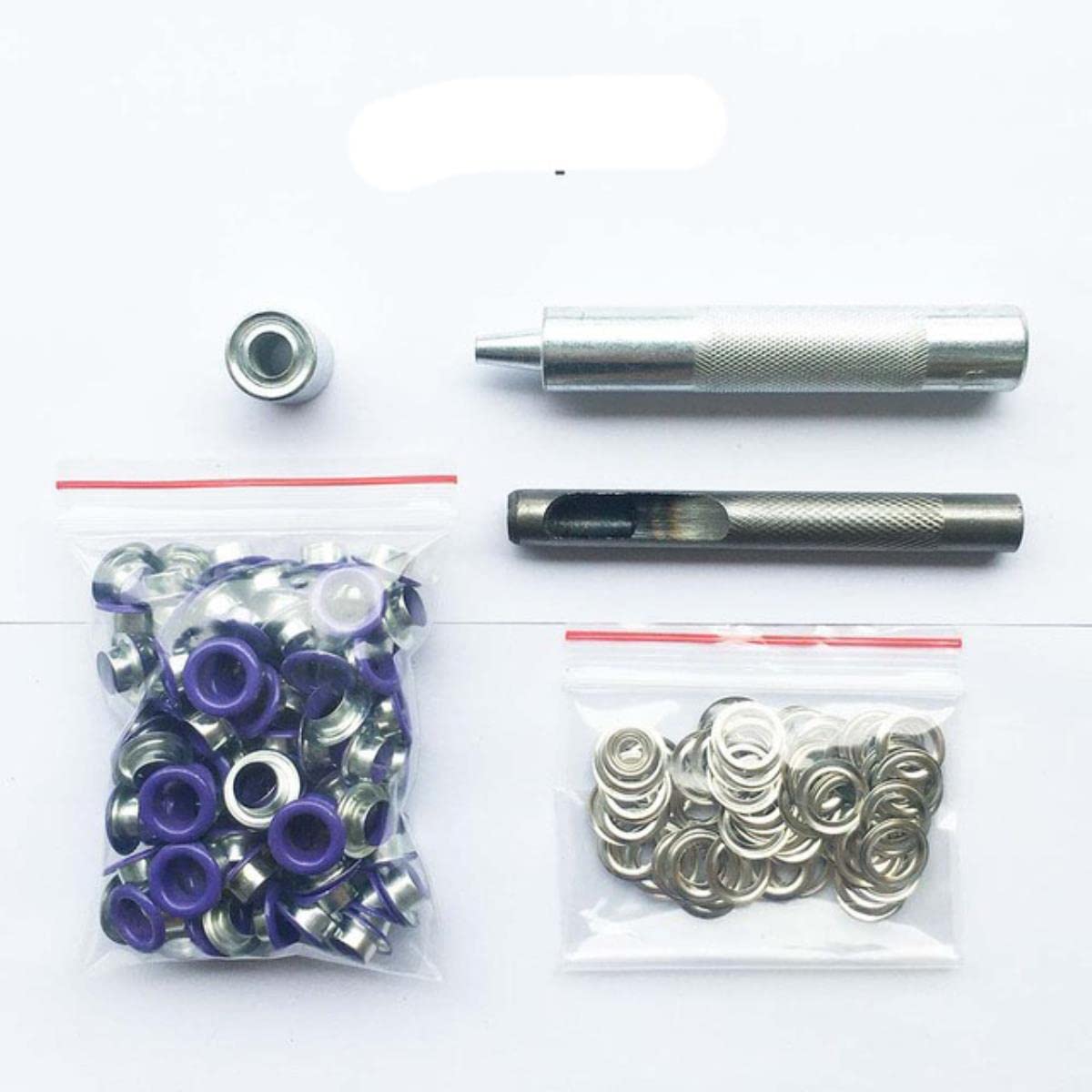 10mm 100Set Argento/Oro/Nichel Nero/Bronzo/Multicolore Occhiello e Occhiello Punzone Punzone Set di Strumenti Pulsante in Metallo per DIY Artigianato in Pelle - Cina,10mm strumento 100 viola
