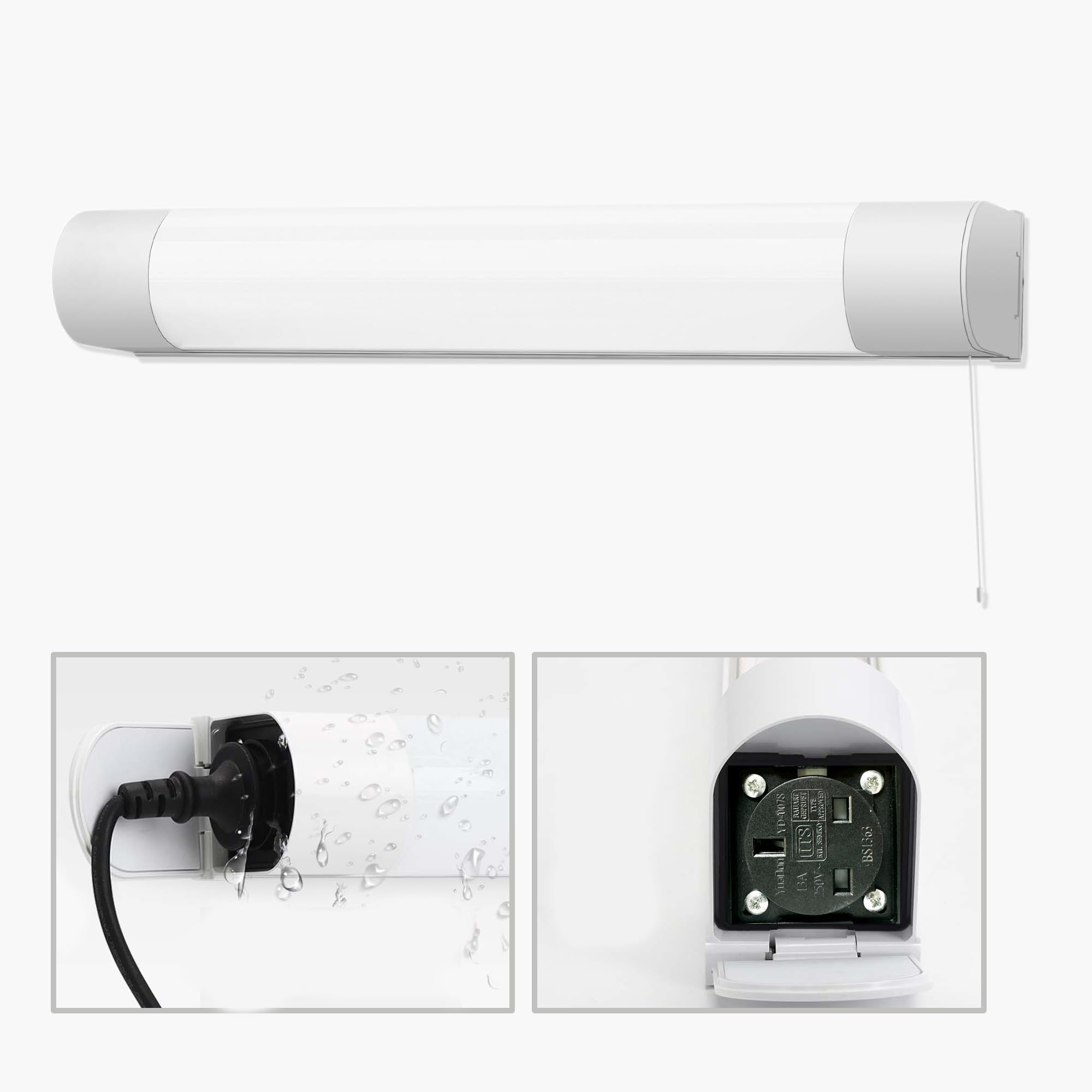 IMVSINCERE LED Wall Lights 6W Mirror Light with Shaver Socket,4000k Bathroom Mirror Lighting Pull Cord Switch,IP44 43CM 500LM Shaver Lights for Bathroom Hotel Toilet Shower Room - Image 3