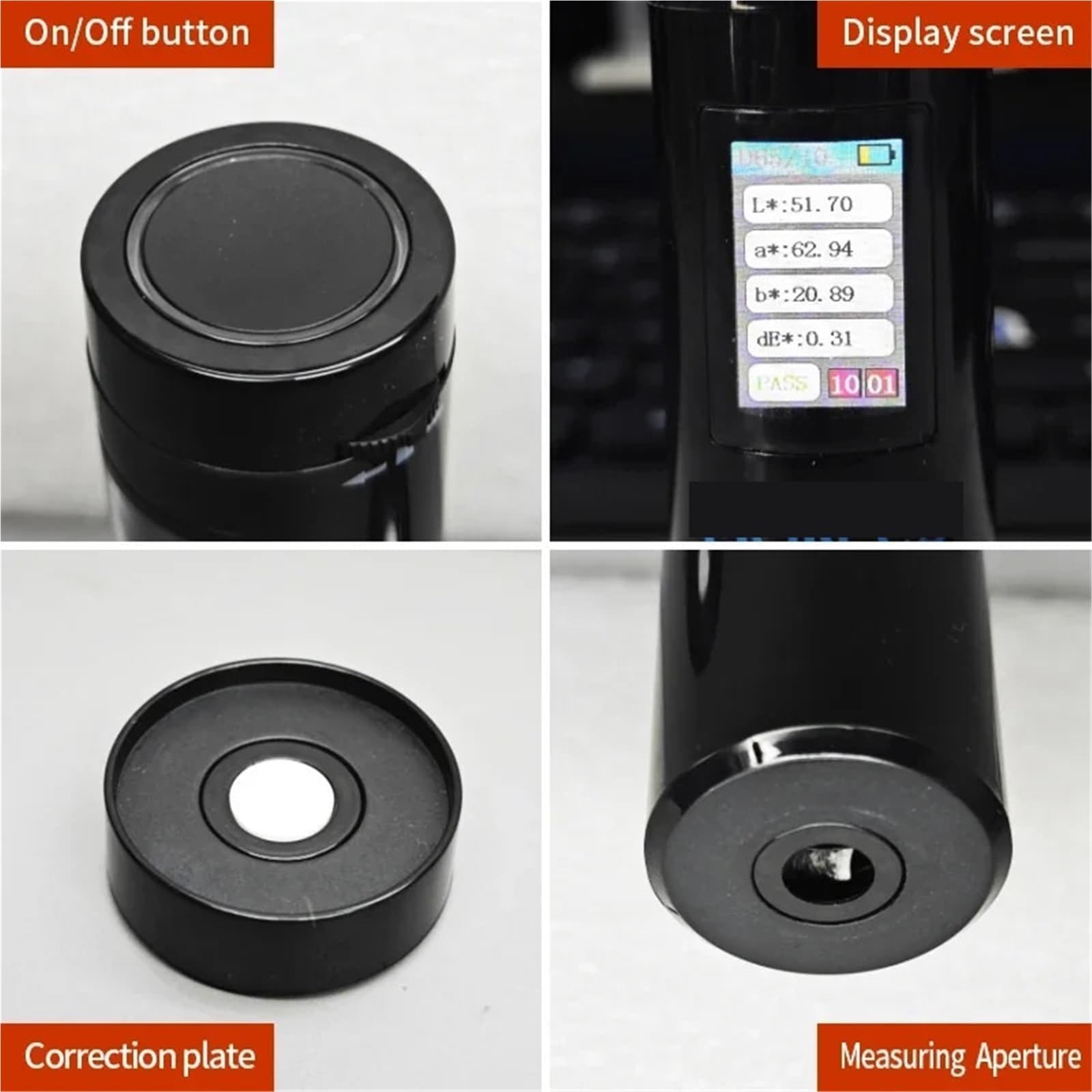 Colorímetro Portátil, Espectrómetro Digital con Apertura de 8mm | Diferencia de Color Eab, LED de Espectro Completo, Rango 400–700nm, Análisis CIE LAB y AE para Control del Color