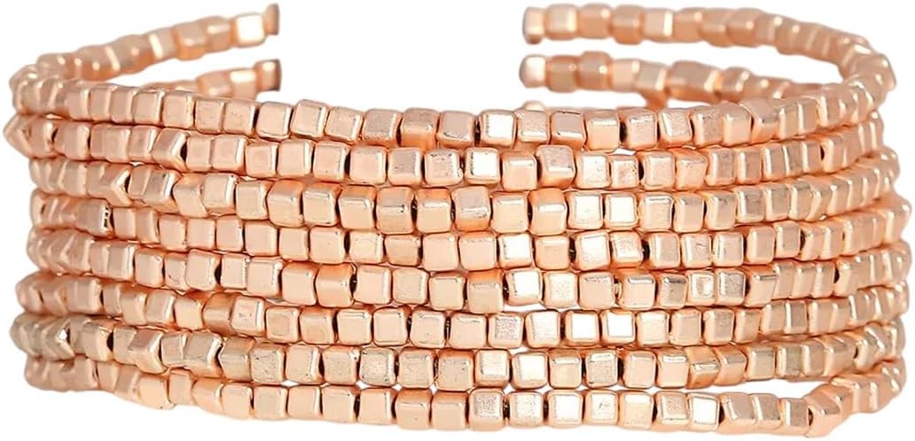 New 2026 Multilayer Metal Cube Beads Wrap Bracelet For Women Fashion Gold Silver Color Wrist Bangle Bracelets Charrm Jewelry Trendy Jewelry Fashion Festival