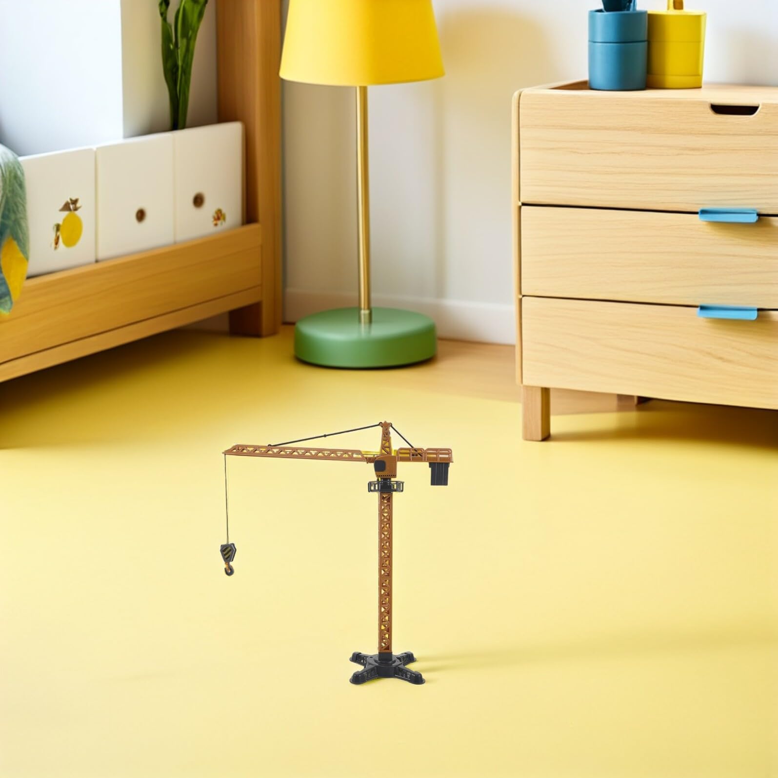 Gru a Torre Giocattolo in Plastica 41 Cm Sollevamento Manuale, Veicolo da Costruzione Educativo, Gioco per Sviluppo Abilità Motorie e Creatività