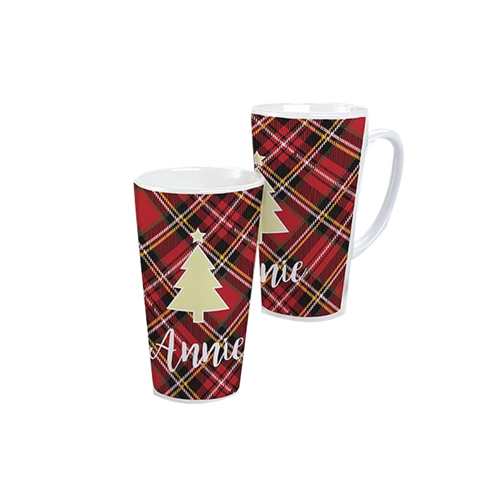 GiftsForYouNow Plaid Christmas Tree Personalized Latte Mug