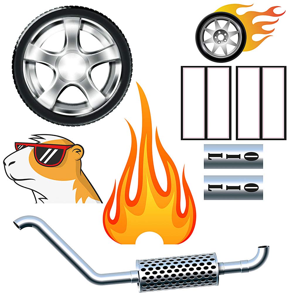 Ferplast Gabbia per criceti DRAGSTER, Casetta per piccoli roditori, Ambientazione dragster, Robusta plastica e metallo, Accessori e adesivi inclusi, 50 x 35 x h 25 cm Bianco
